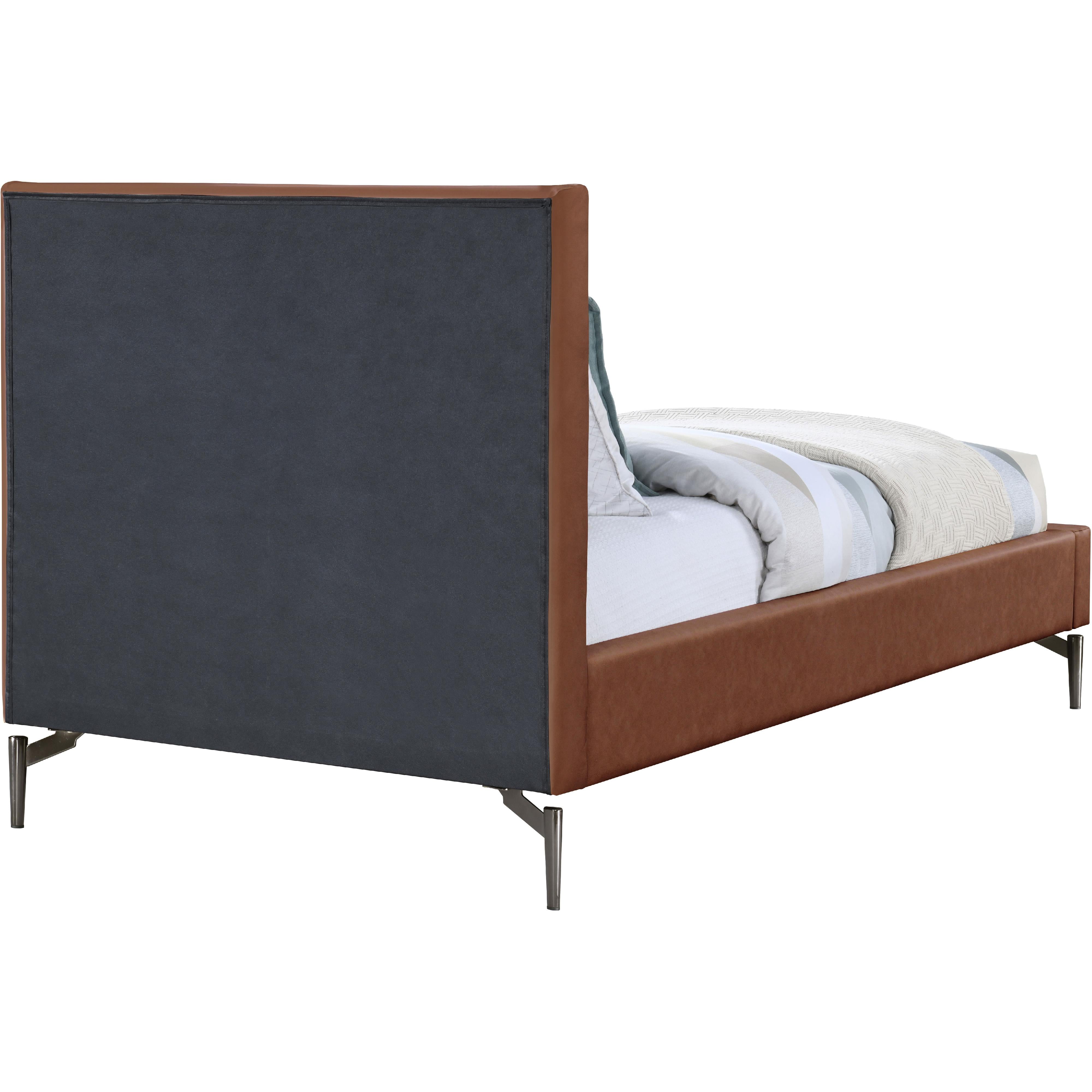 Meridian Gallo Cognac Vegan Leather Twin Bed