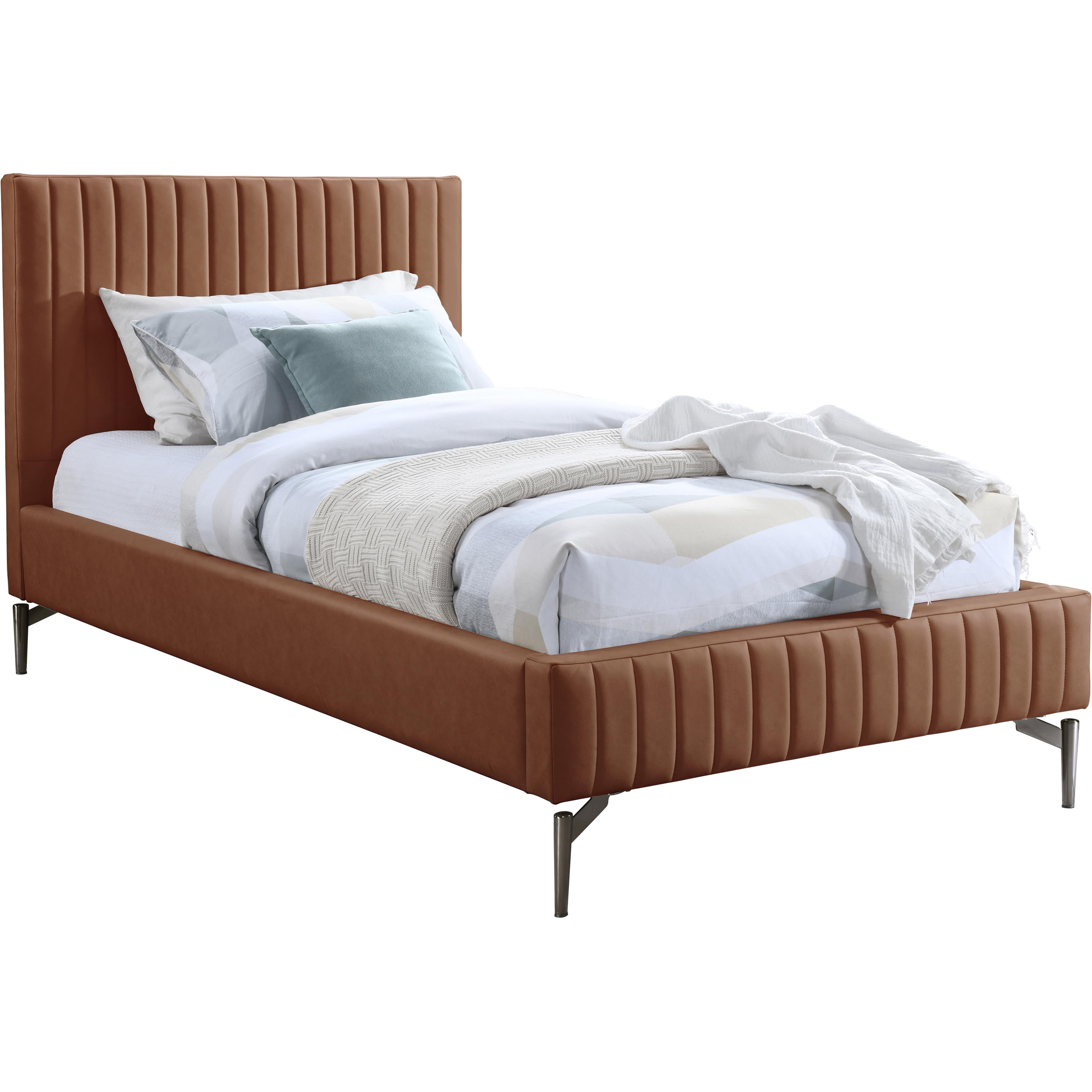 Meridian Gallo Cognac Vegan Leather Twin Bed