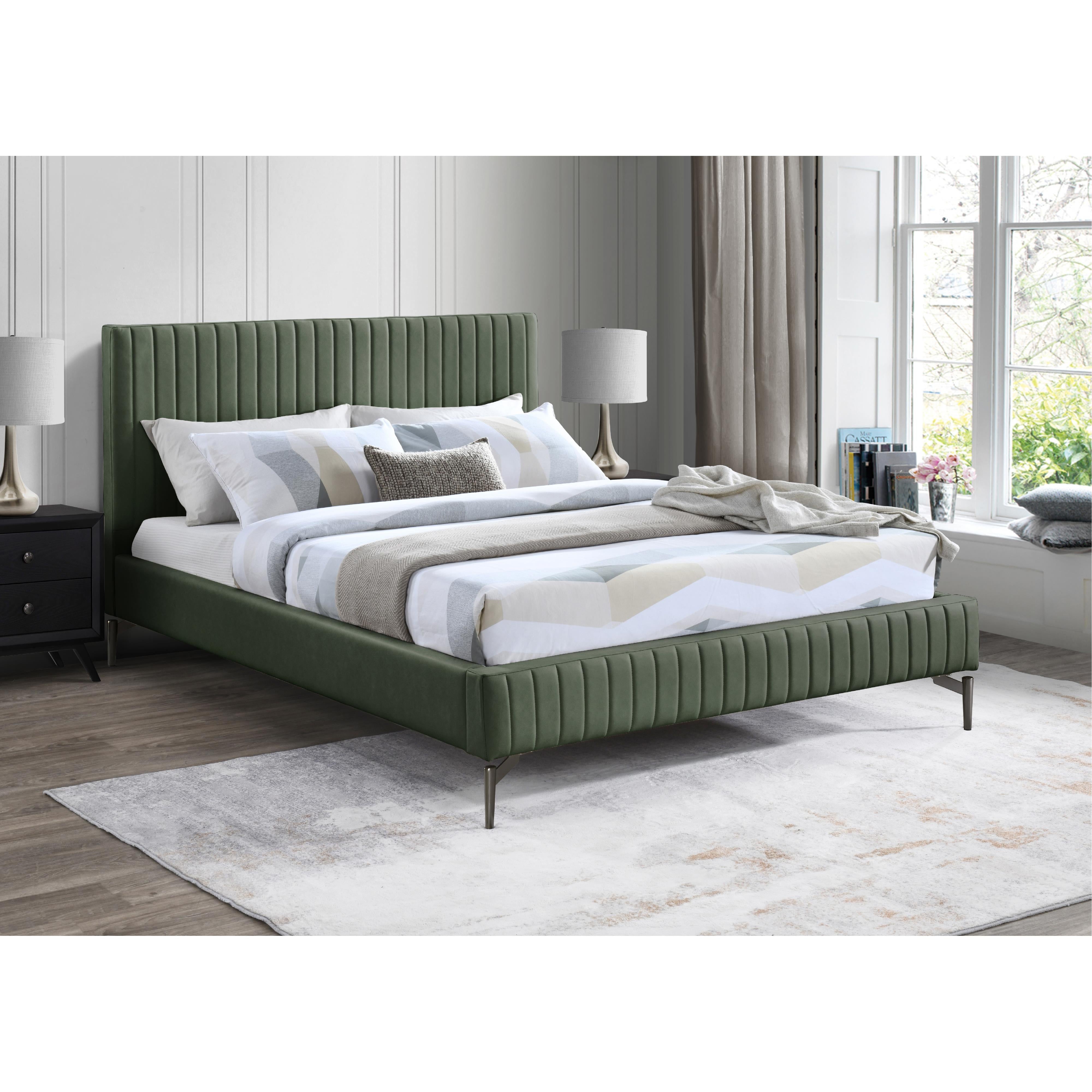 Meridian Gallo Green Vegan Leather Full Bed