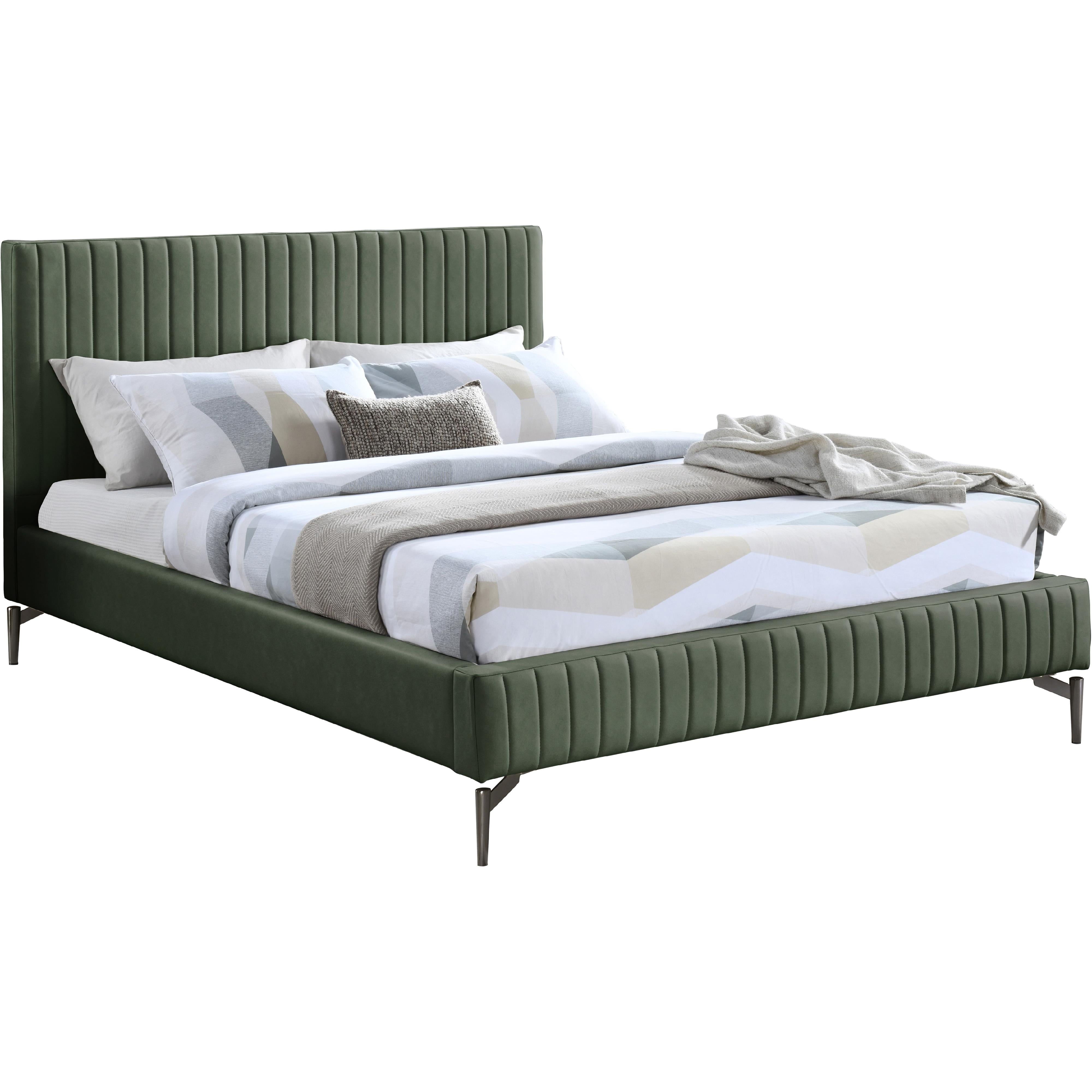 Meridian Gallo Green Vegan Leather King Bed