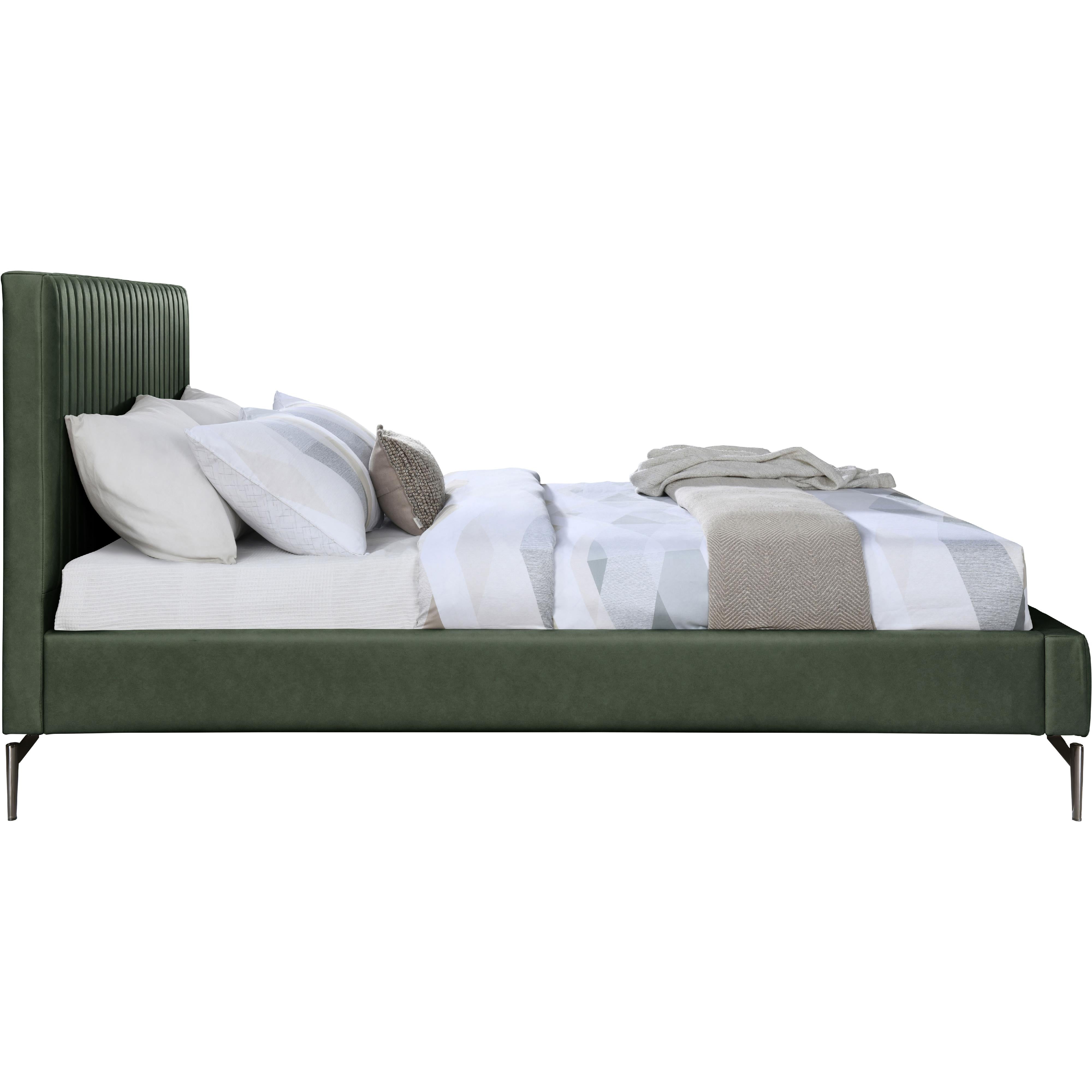 Meridian Gallo Green Vegan Leather Queen Bed
