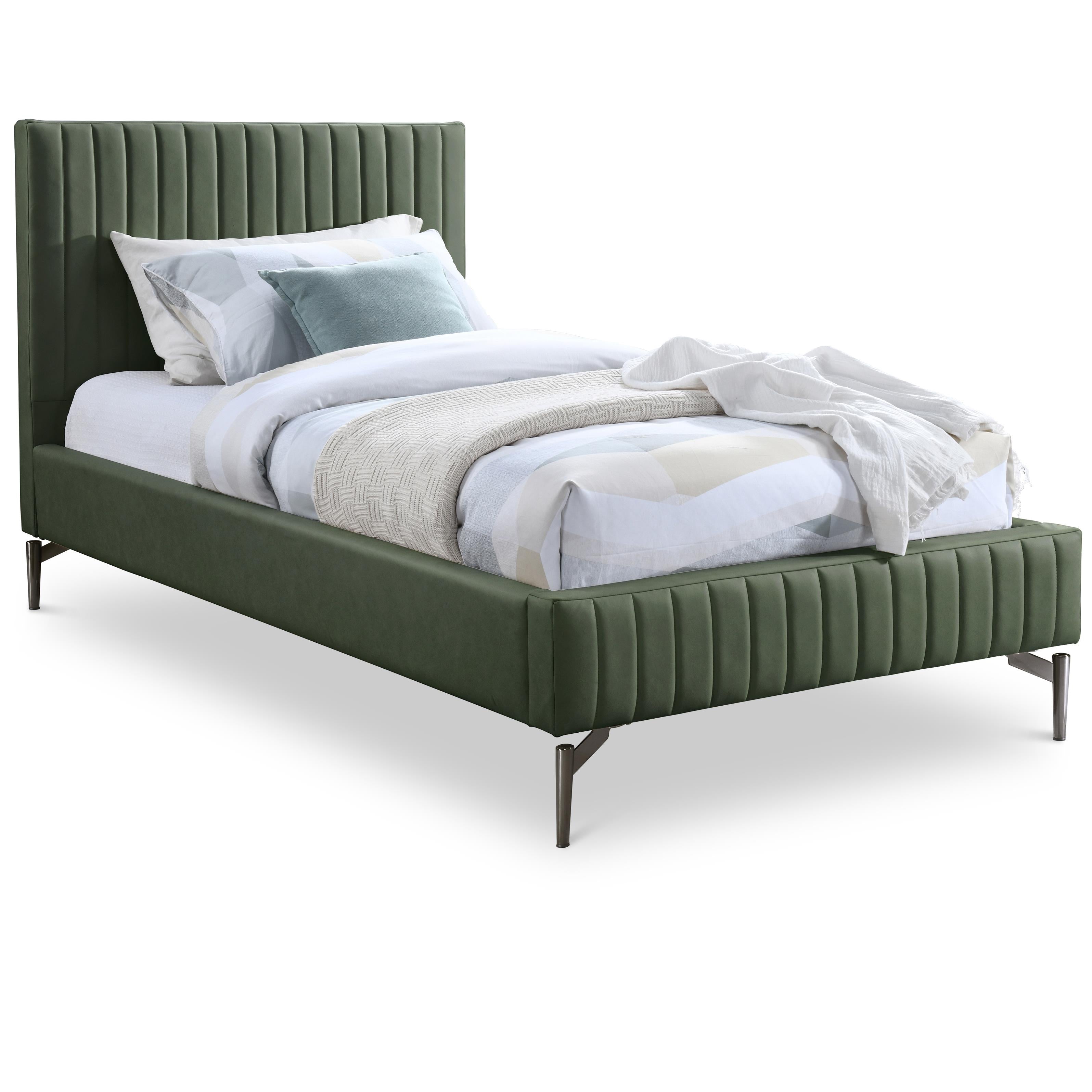 Meridian Gallo Green Vegan Leather Twin Bed