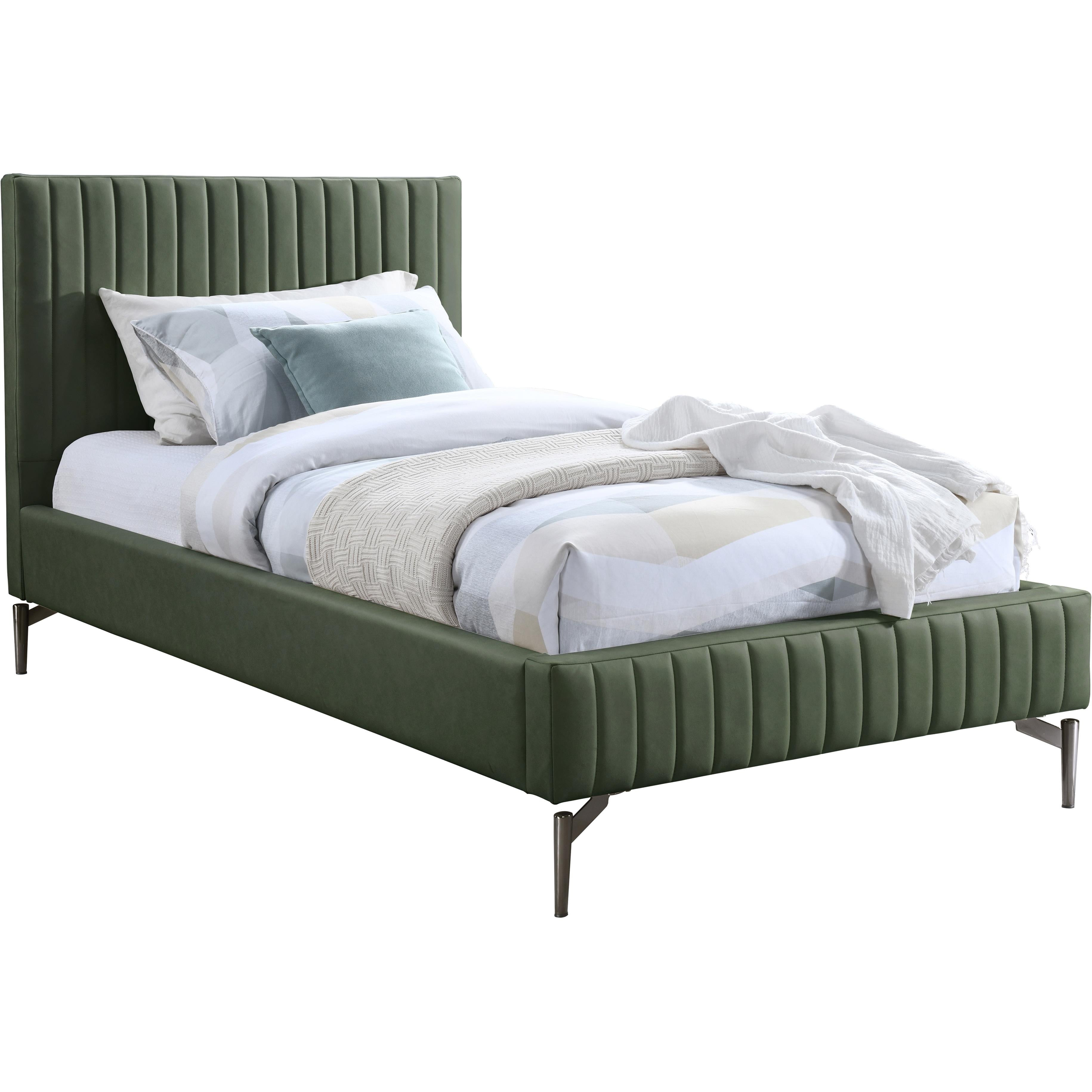 Meridian Gallo Green Vegan Leather Twin Bed
