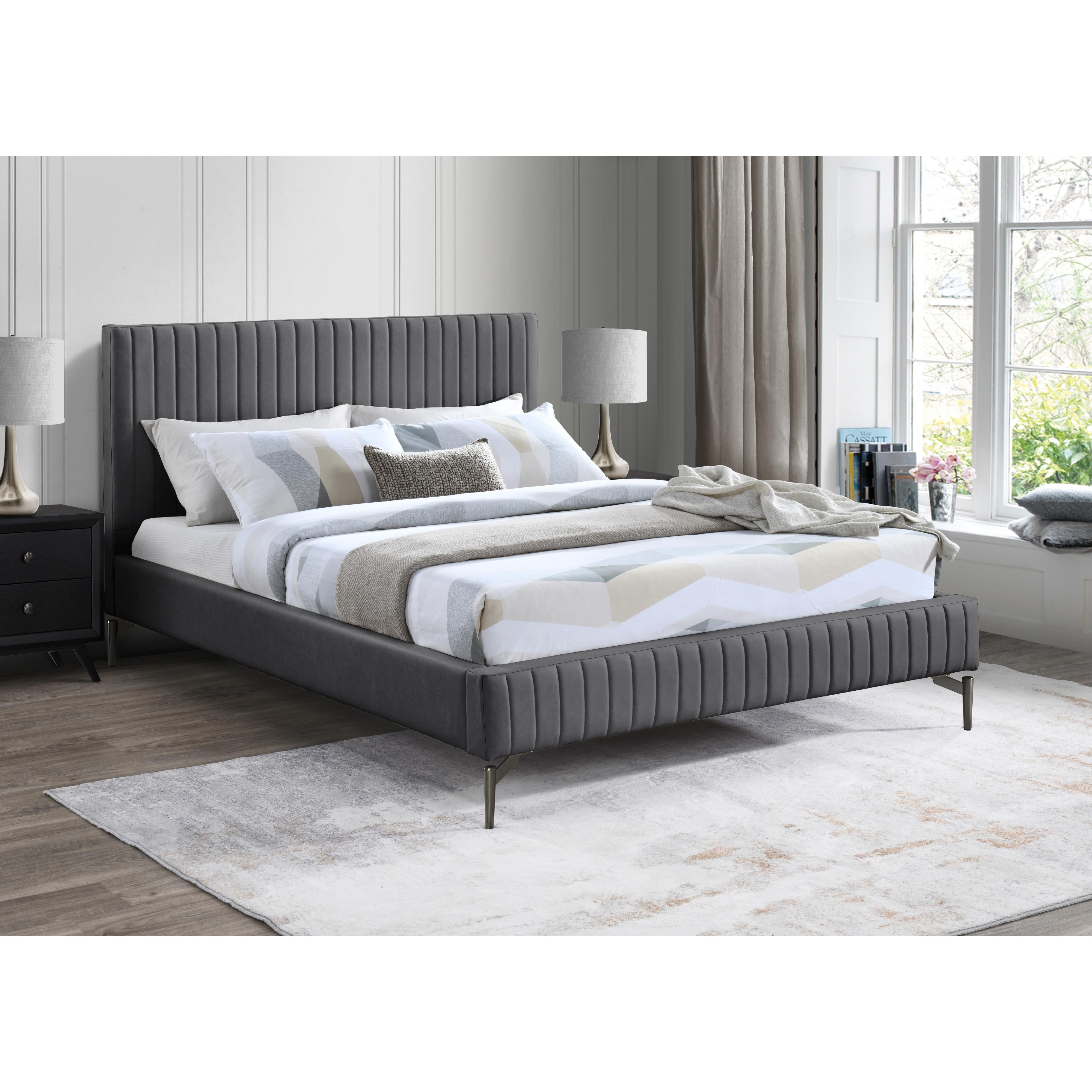 Meridian Gallo Dark Grey Vegan Leather Full Bed