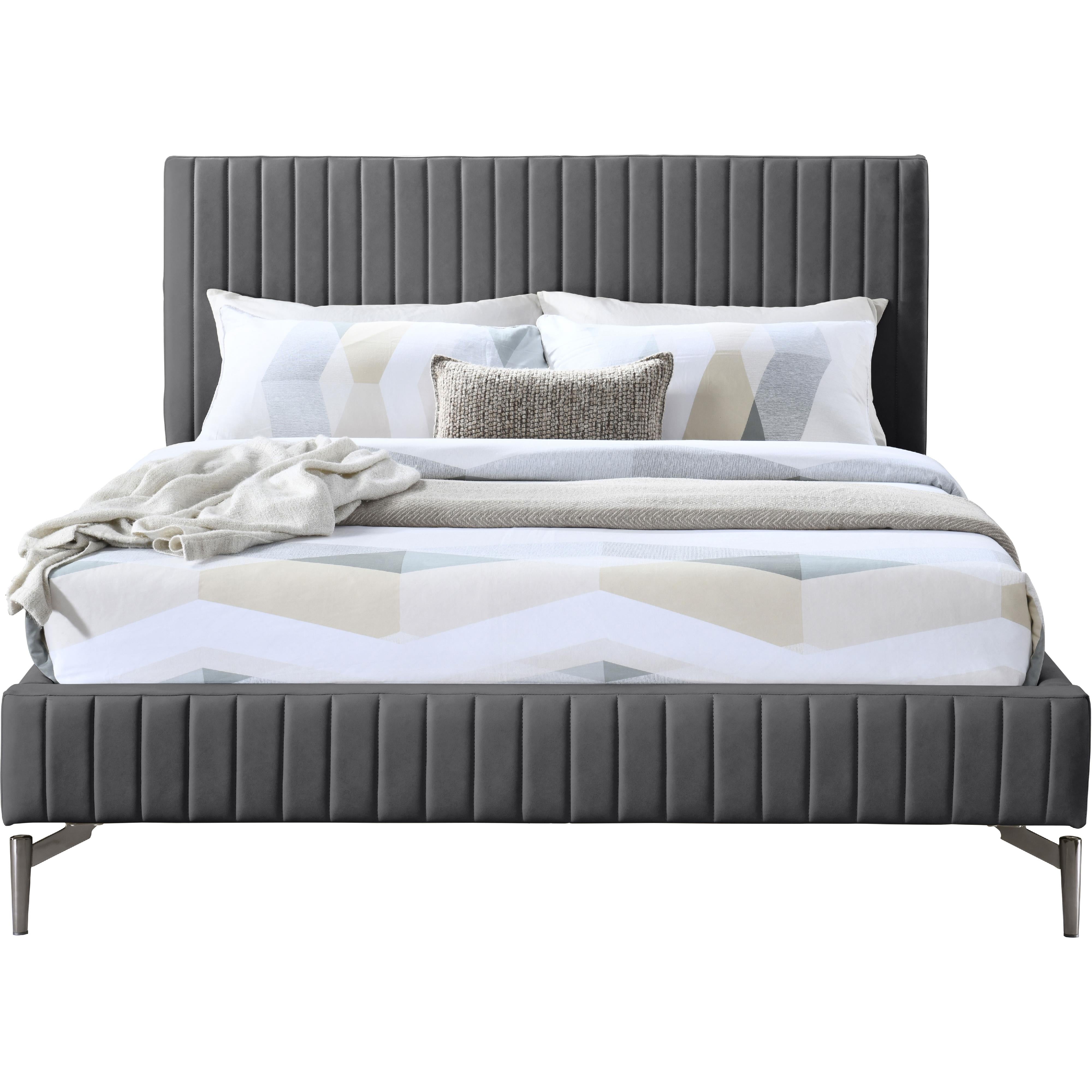 Meridian Gallo Dark Grey Vegan Leather Full Bed