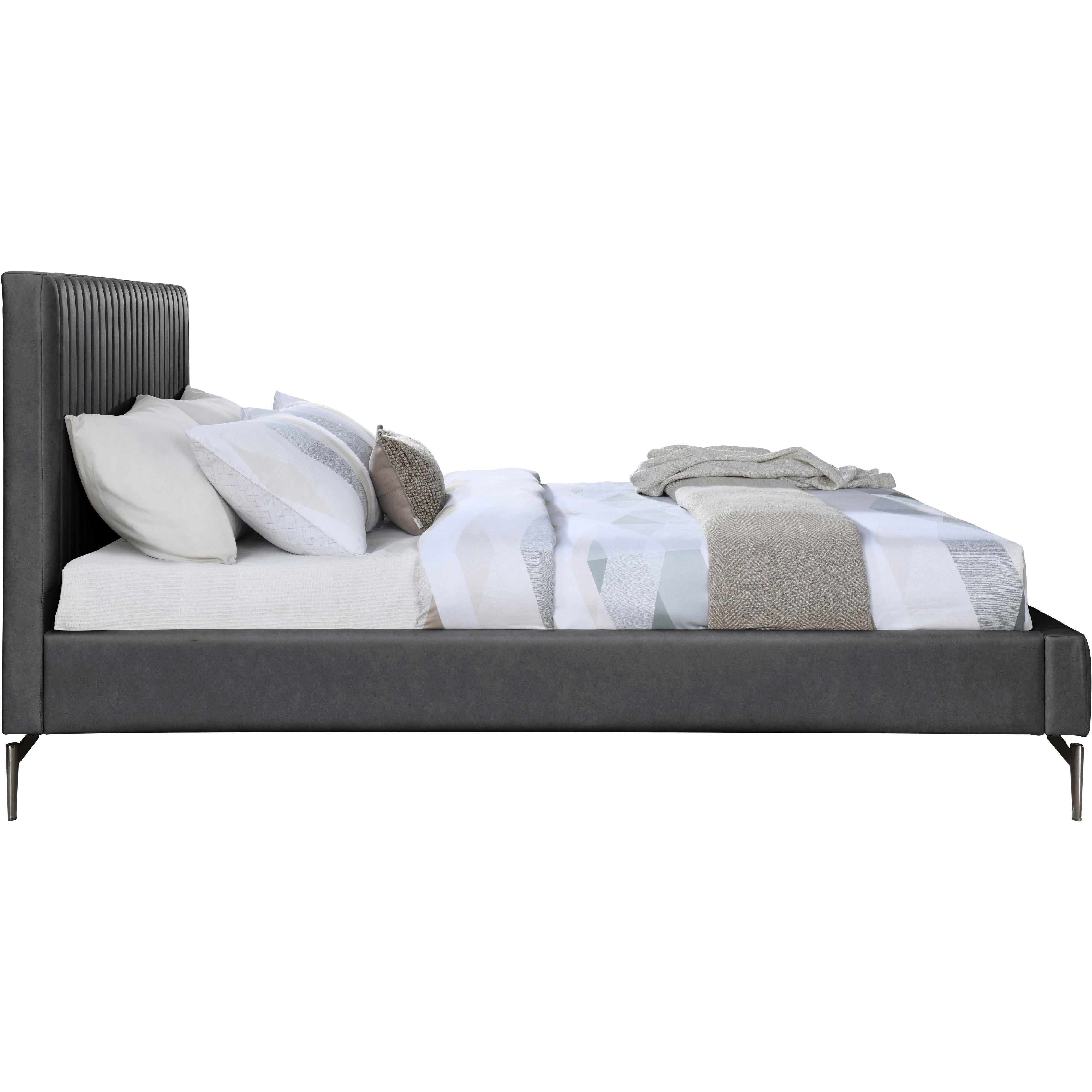 Meridian Gallo Dark Grey Vegan Leather Full Bed