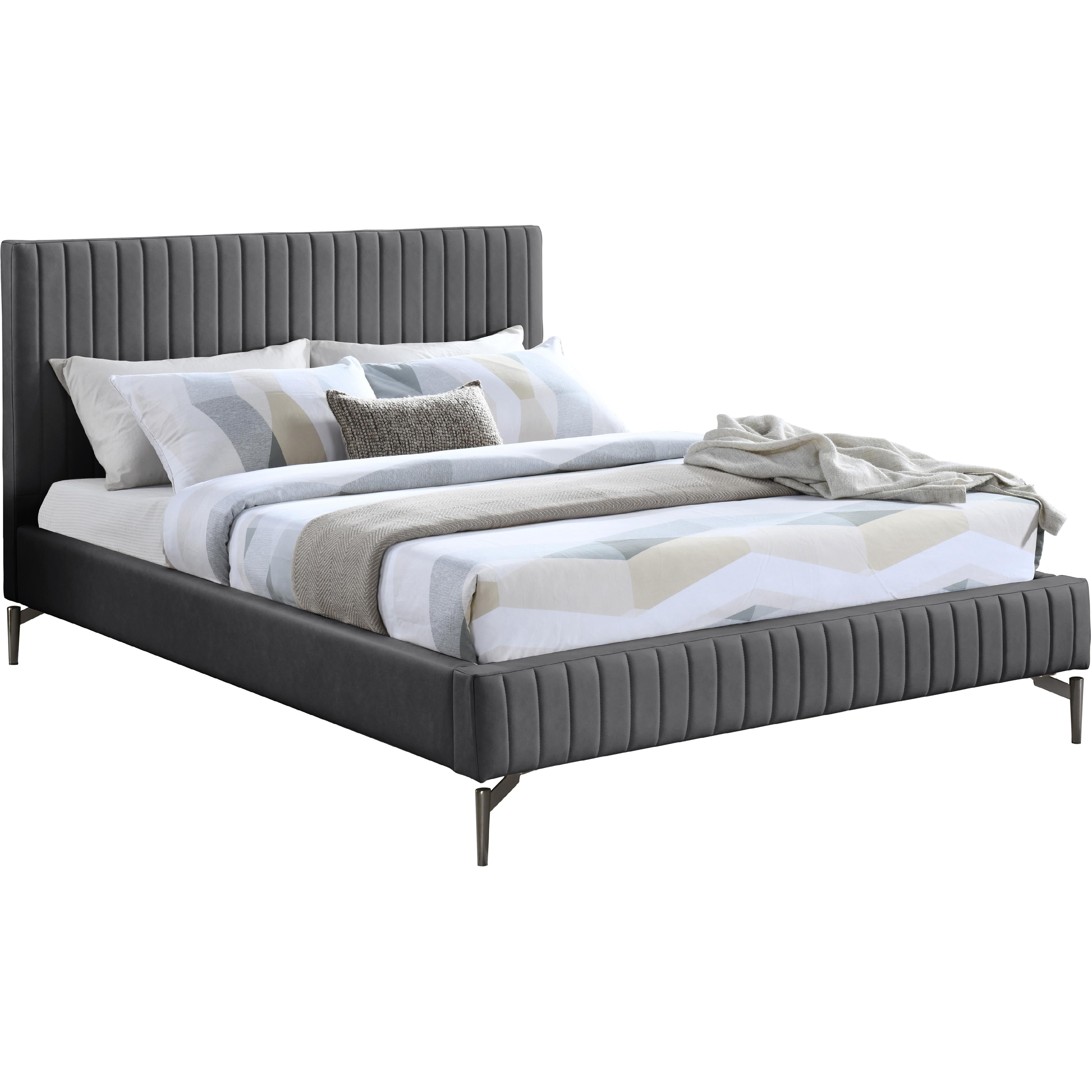 Meridian Gallo Dark Grey Vegan Leather Full Bed