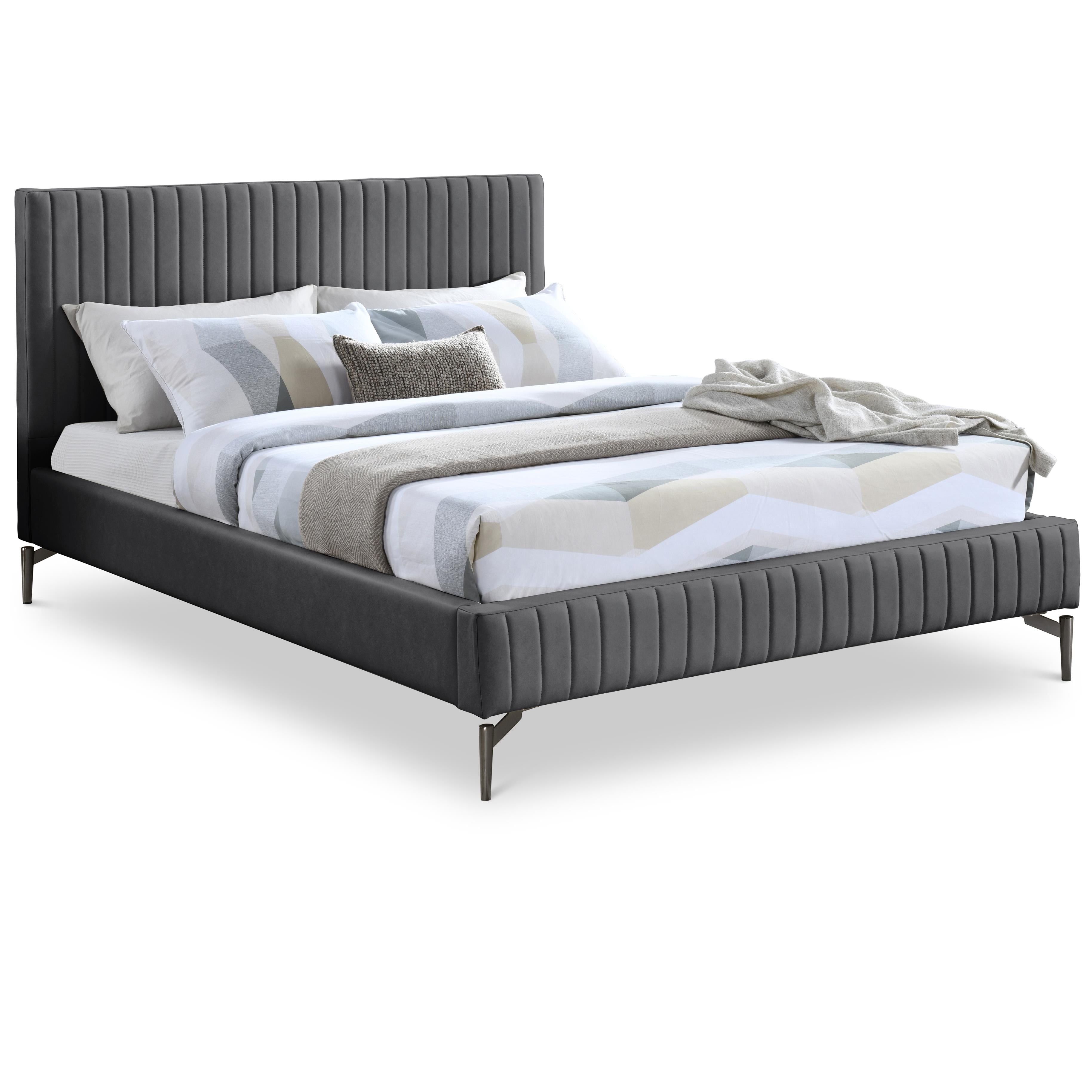 Meridian Gallo Dark Grey Vegan Leather King Bed