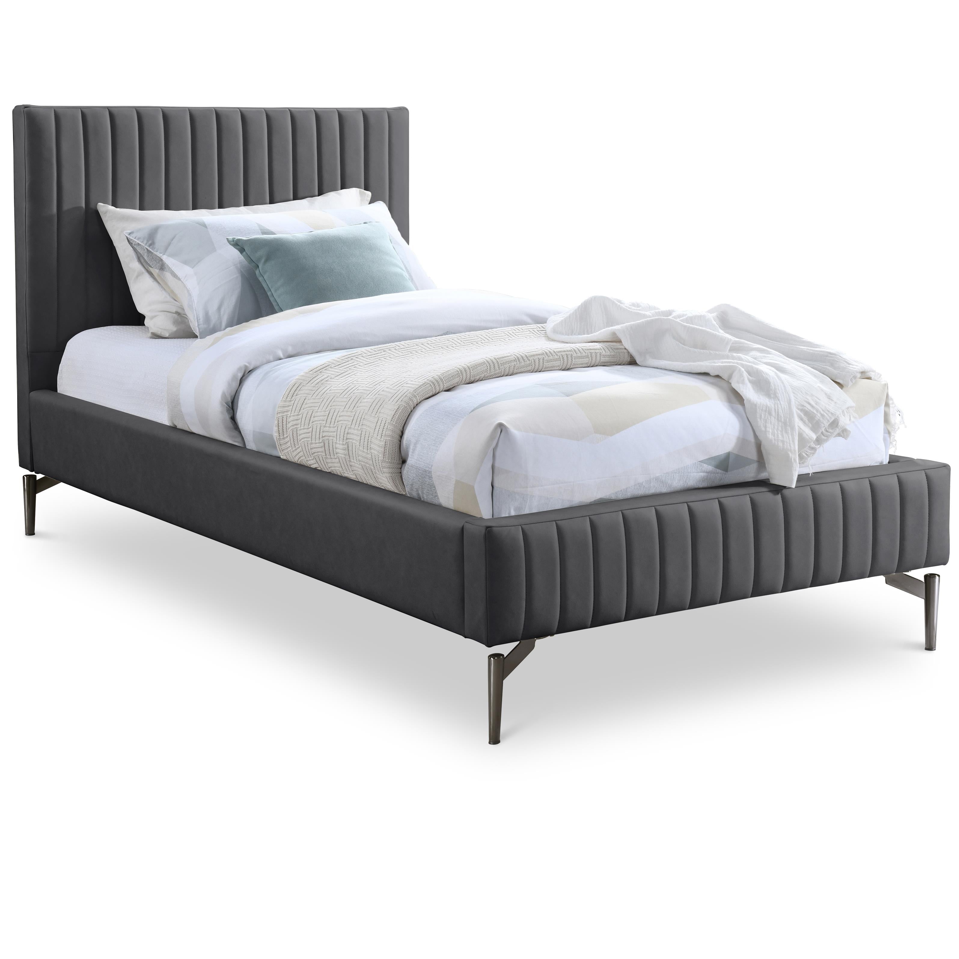 Meridian Gallo Dark Grey Vegan Leather Twin Bed