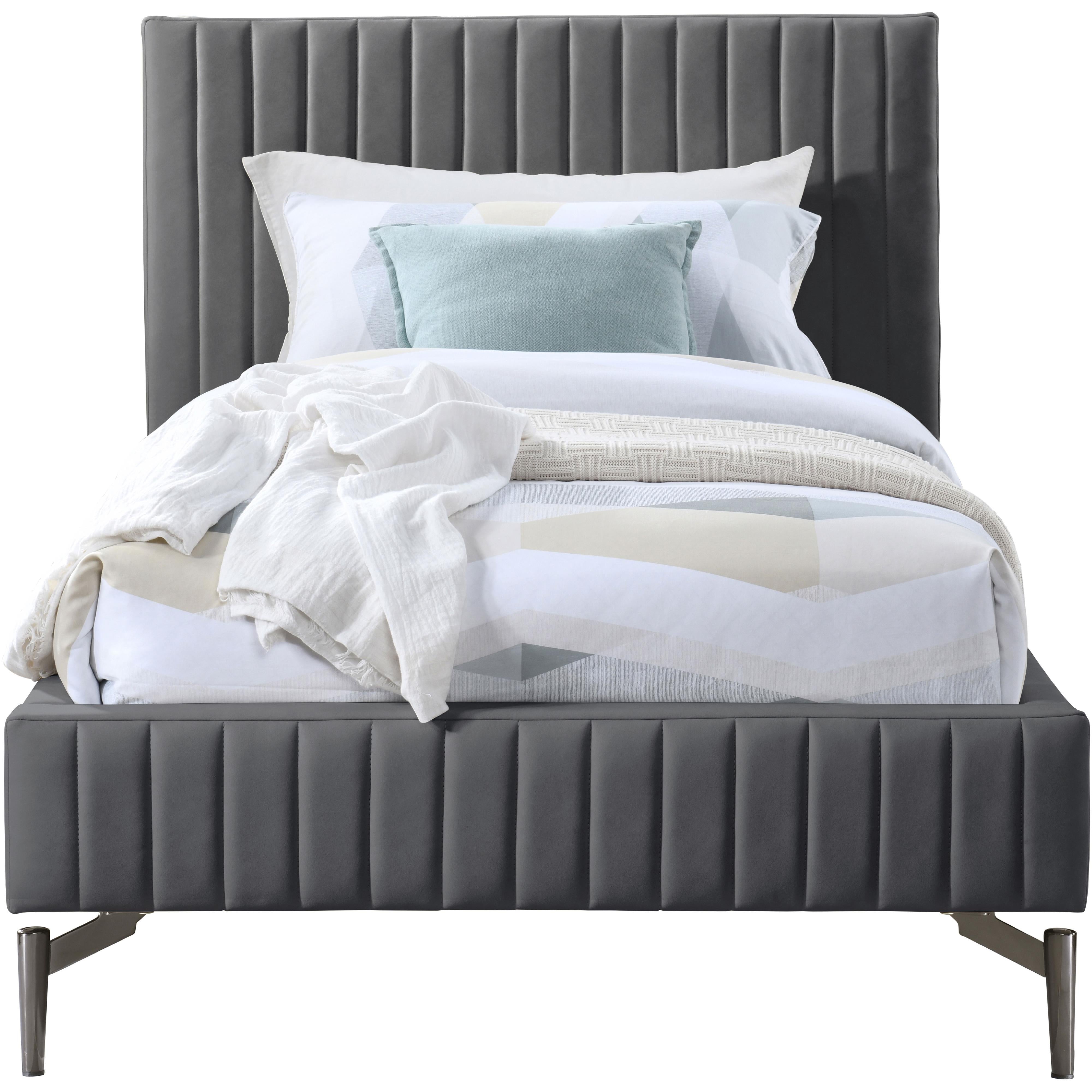 Meridian Gallo Dark Grey Vegan Leather Twin Bed