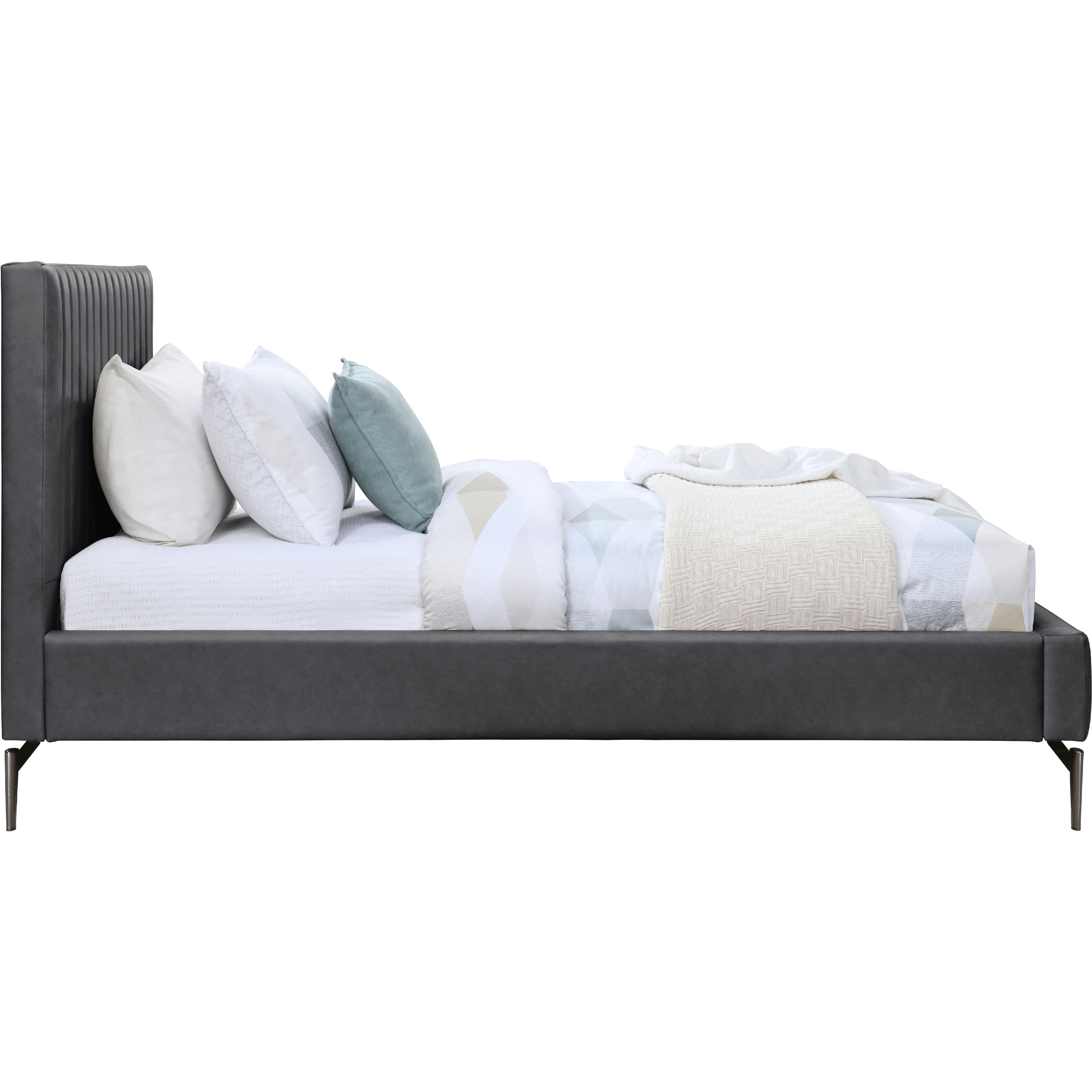 Meridian Gallo Dark Grey Vegan Leather Twin Bed