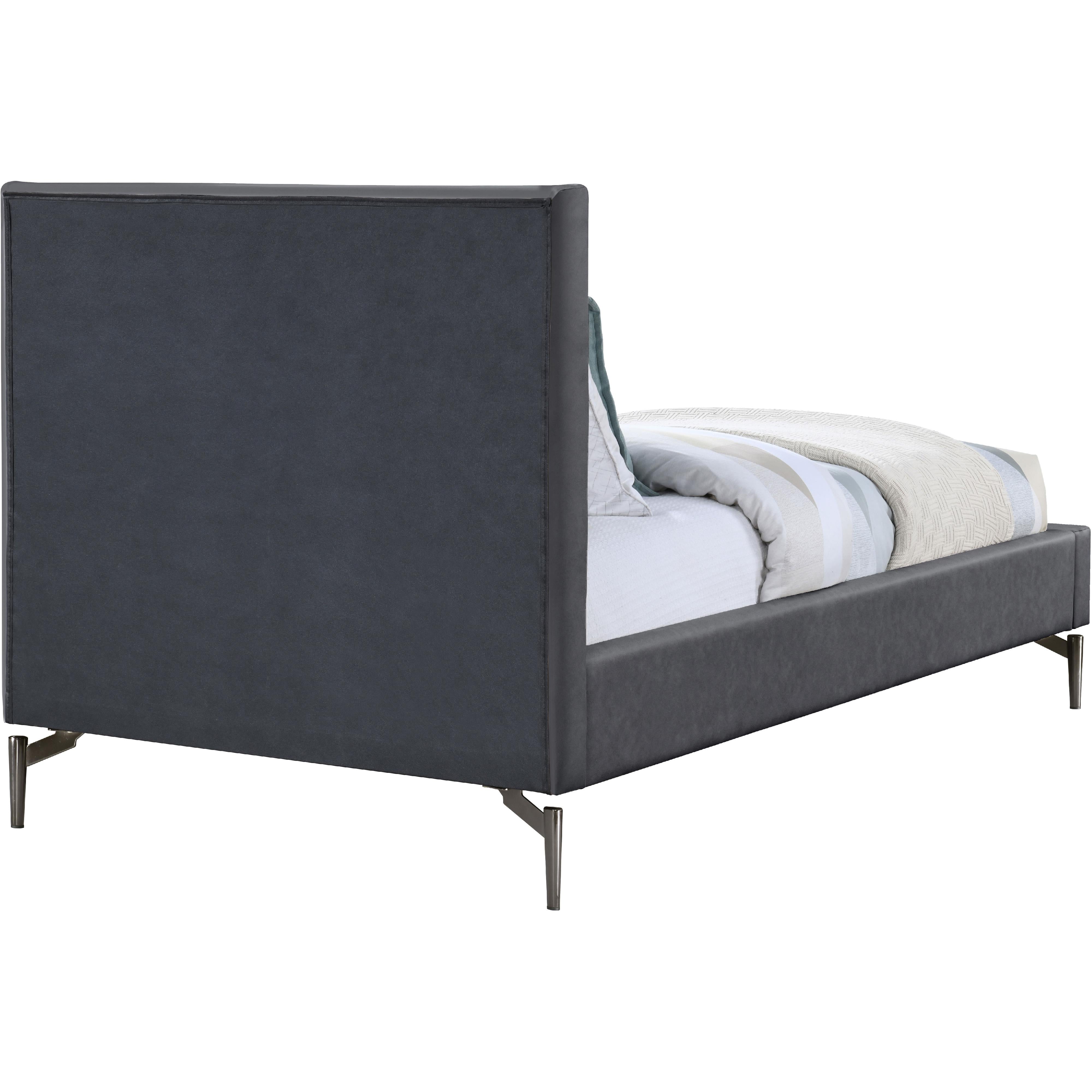 Meridian Gallo Dark Grey Vegan Leather Twin Bed