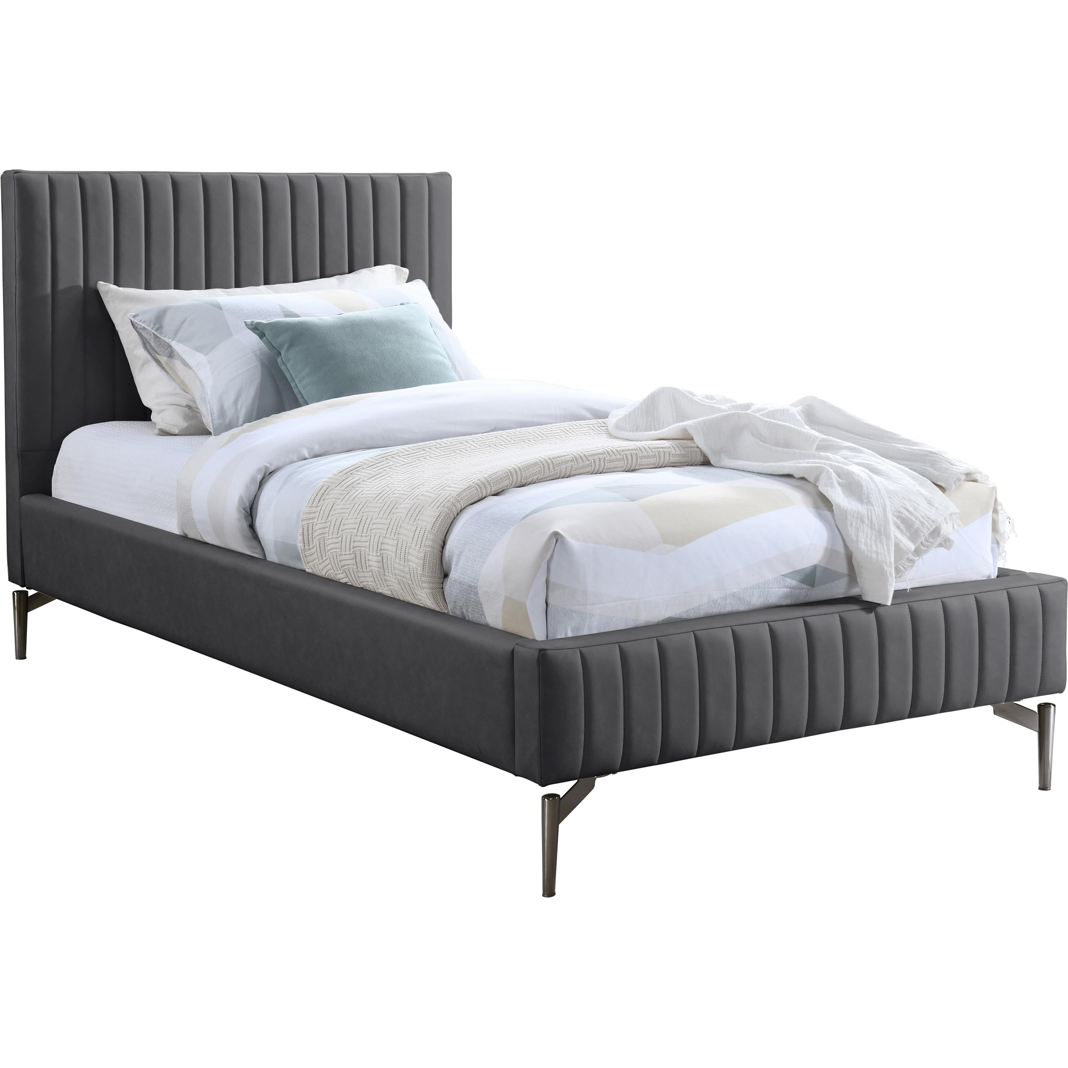 Meridian Gallo Dark Grey Vegan Leather Twin Bed