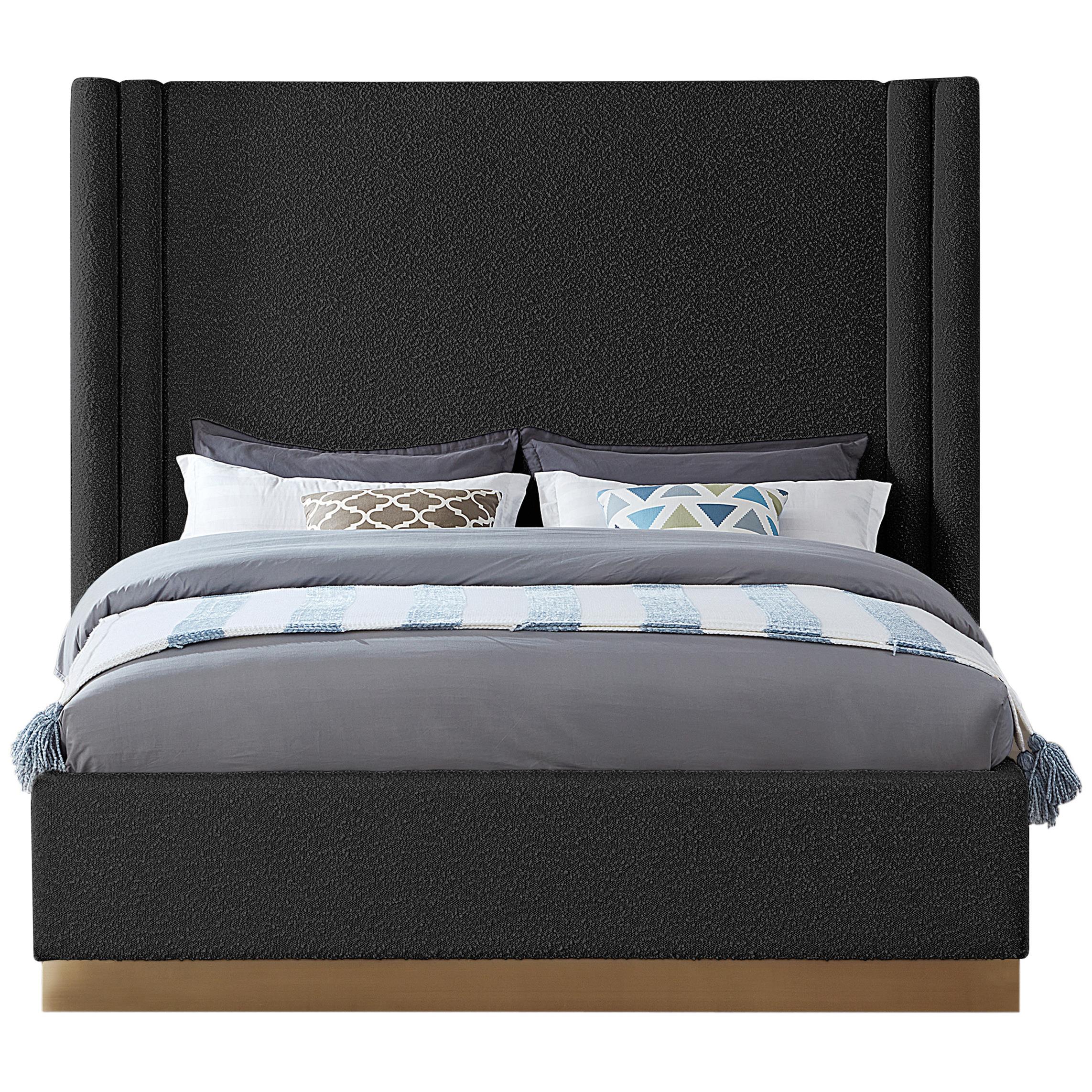 Meridian Halton Black Boucle Fabric King Bed (3 Boxes)