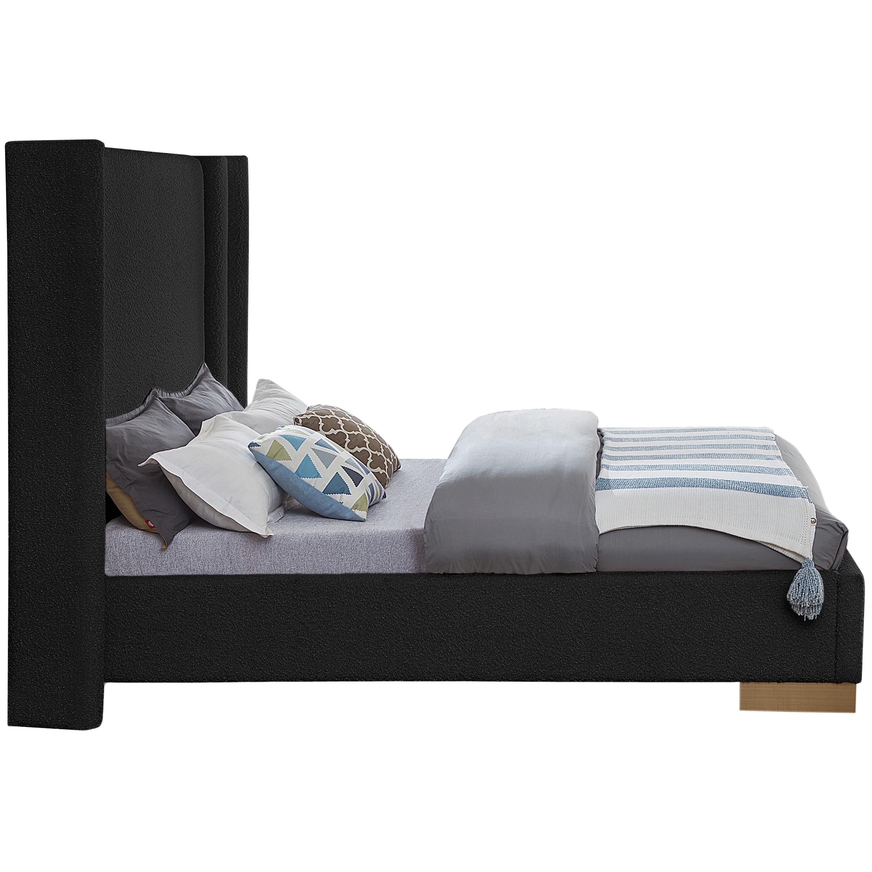 Meridian Halton Black Boucle Fabric King Bed (3 Boxes)