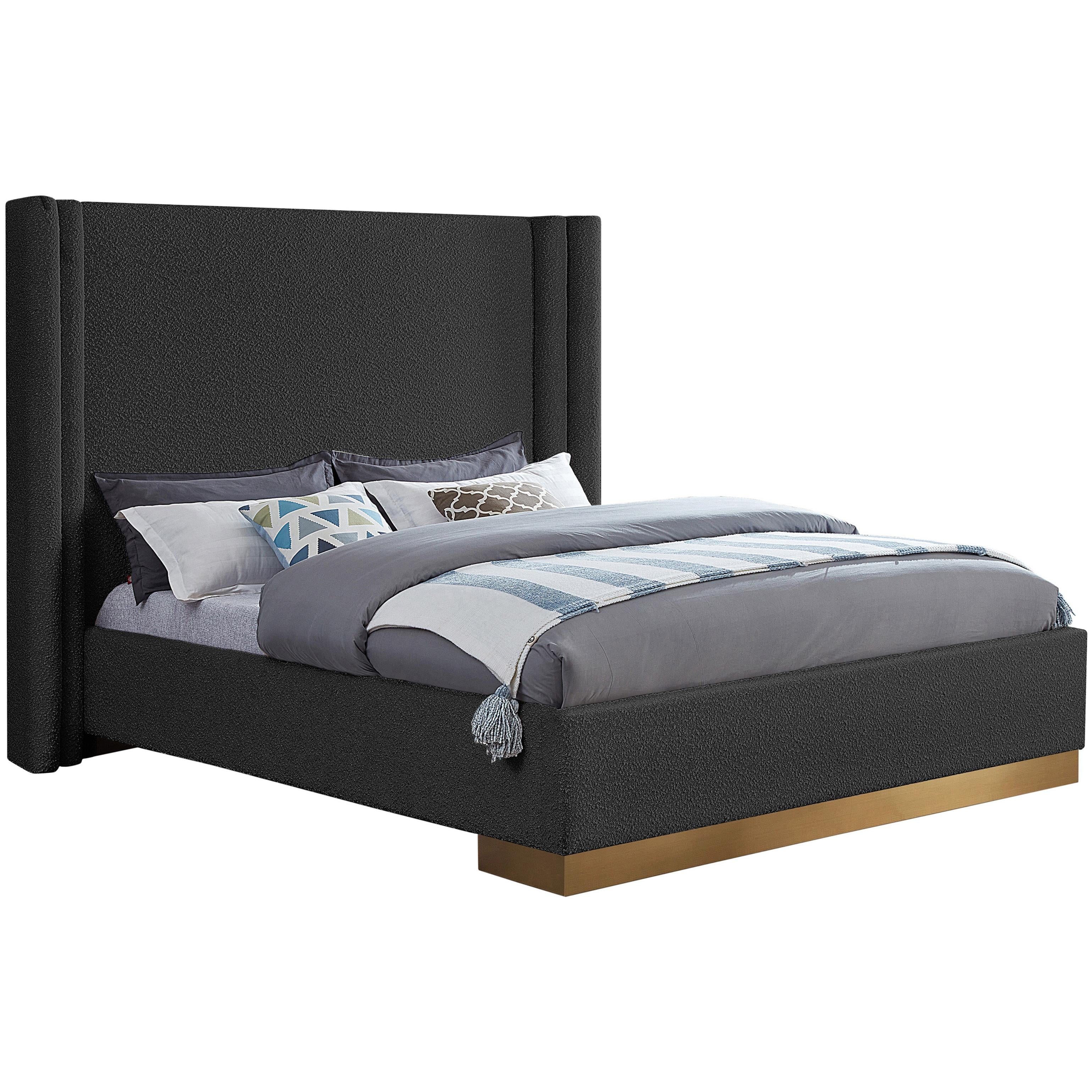 Meridian Halton Black Boucle Fabric King Bed (3 Boxes)