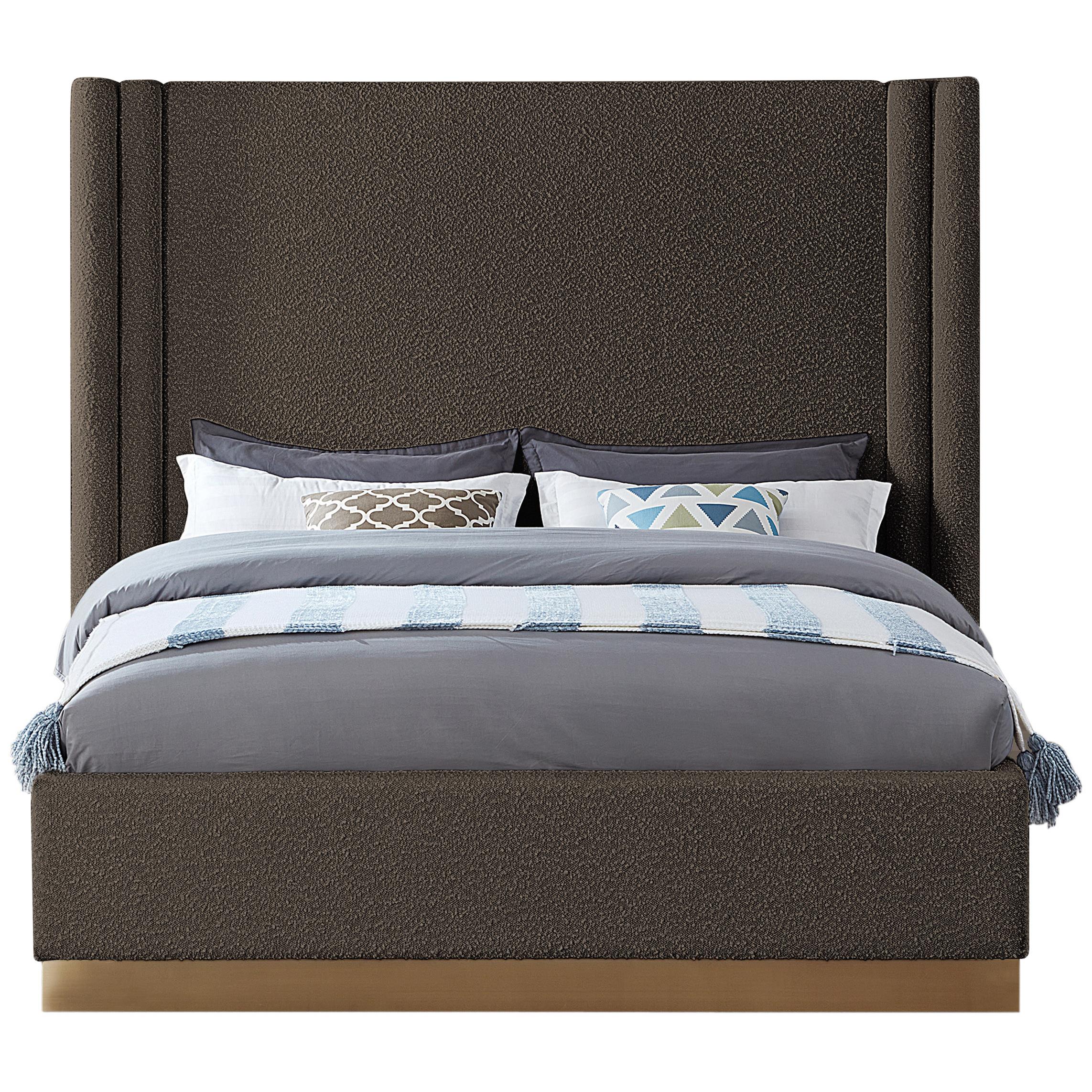 Meridian Halton Brown Boucle Fabric King Bed (3 Boxes)