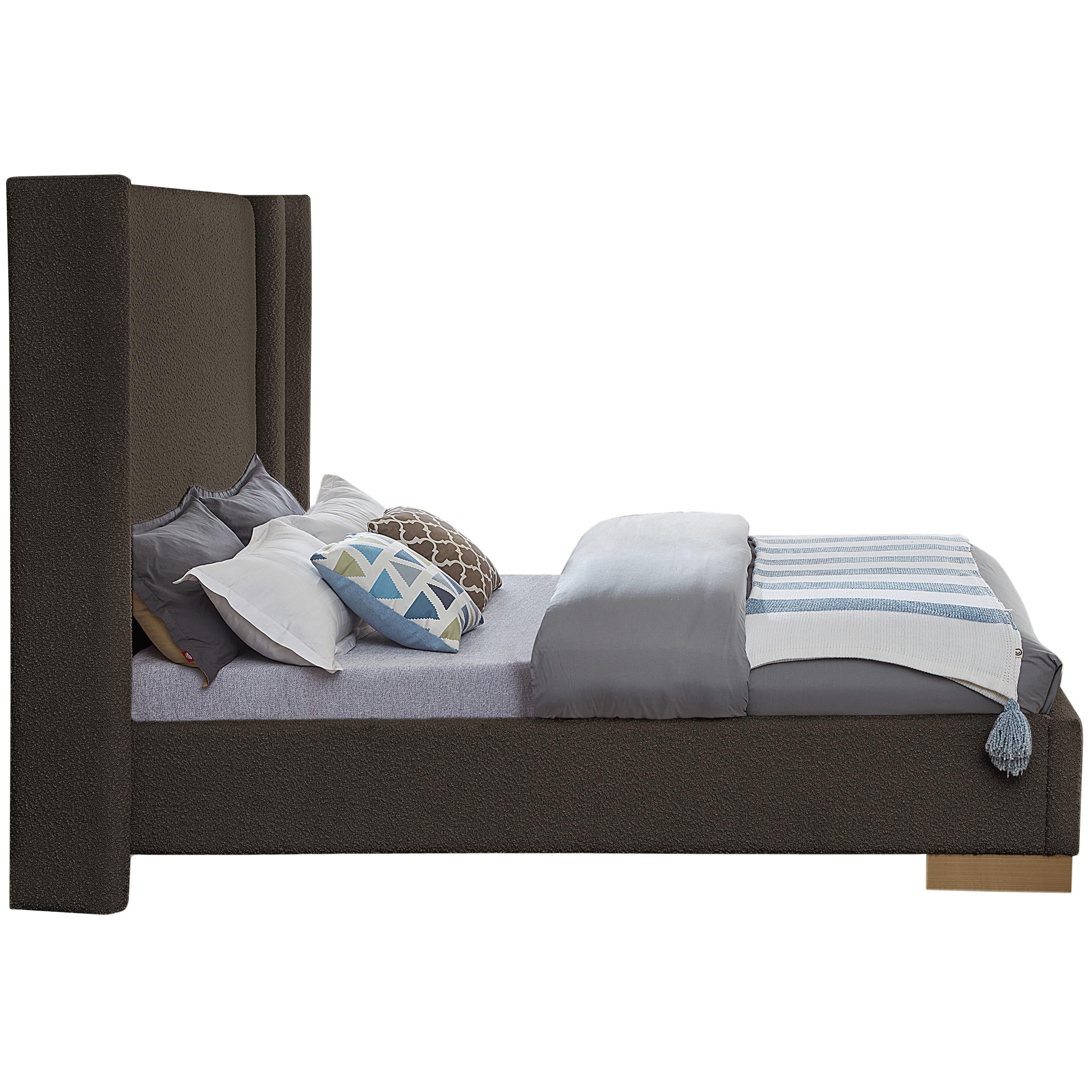 Meridian Halton Brown Boucle Fabric King Bed (3 Boxes)