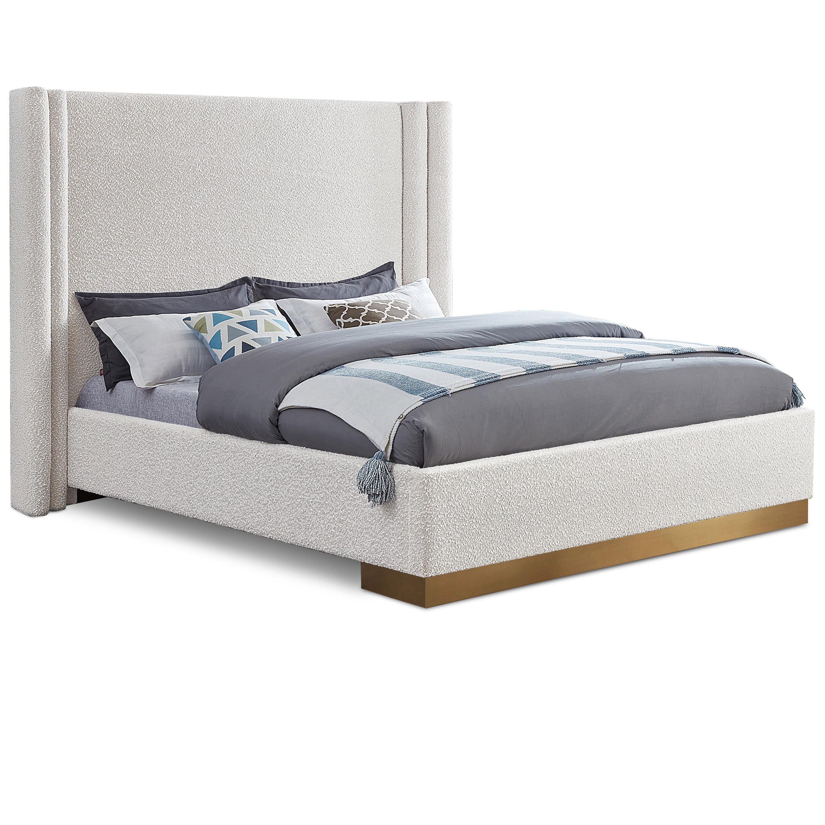 Meridian Halton Cream Boucle Fabric King Bed (3 Boxes)