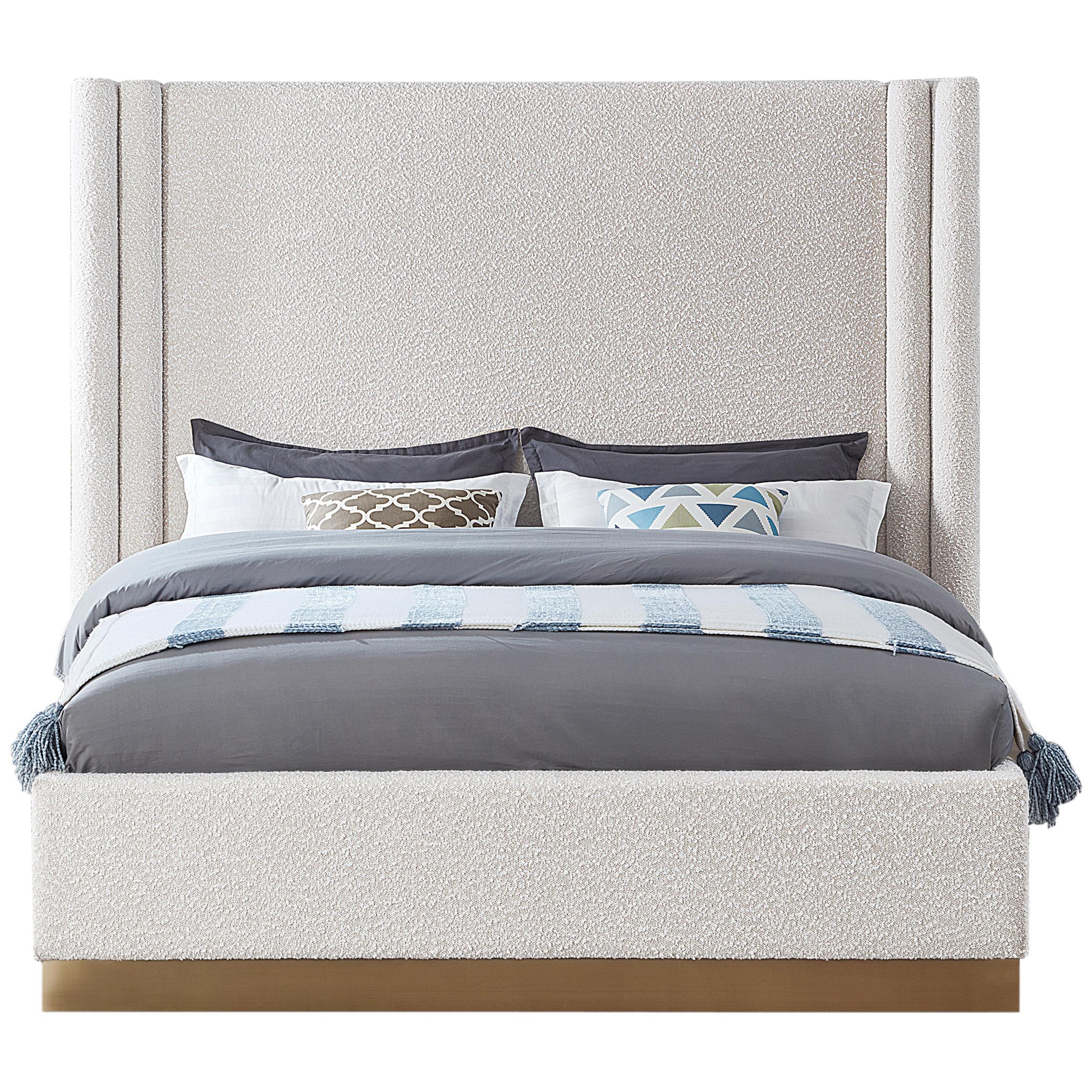 Meridian Halton Cream Boucle Fabric King Bed (3 Boxes)