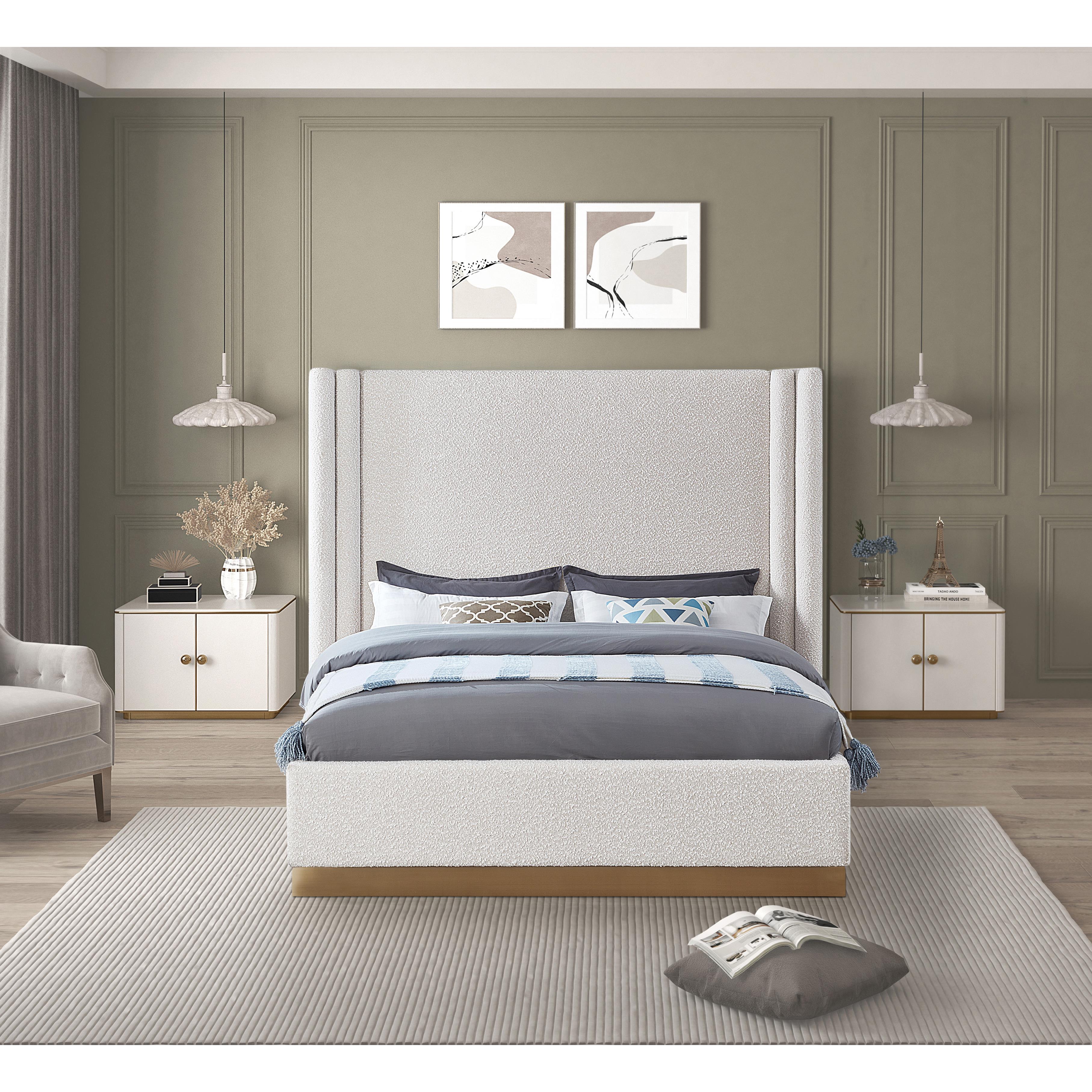 Meridian Halton Cream Boucle Fabric King Bed (3 Boxes)