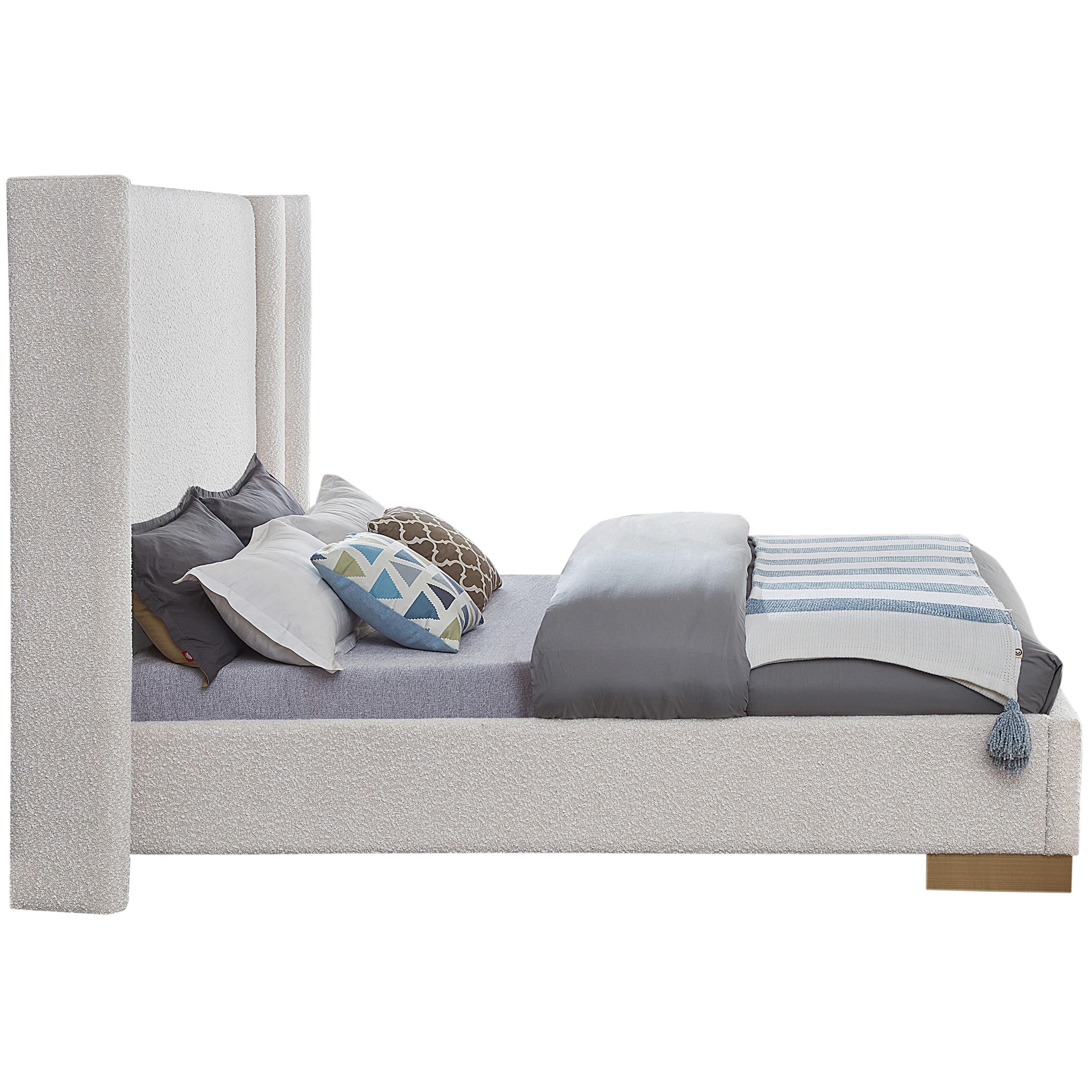 Meridian Halton Cream Boucle Fabric King Bed (3 Boxes)