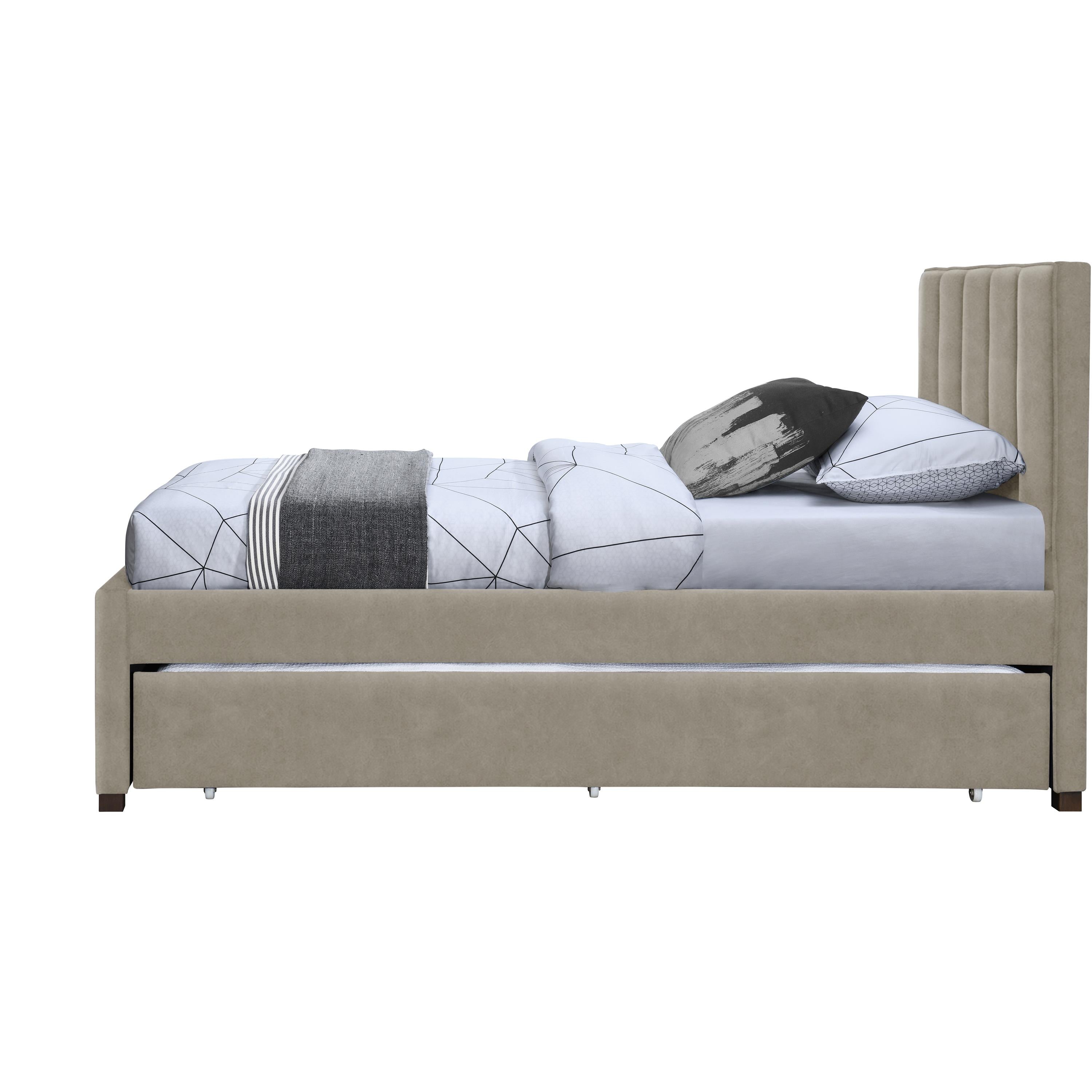 Meridian Hudson Beige Vegan Leather Twin Trundle Bed