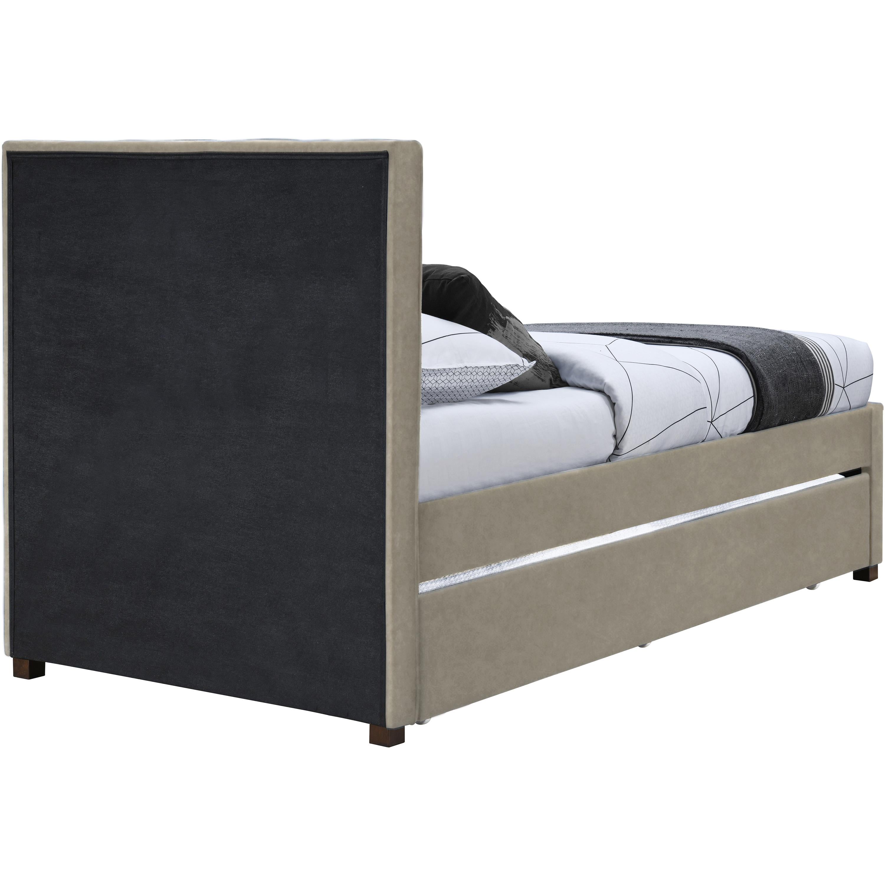 Meridian Hudson Beige Vegan Leather Twin Trundle Bed