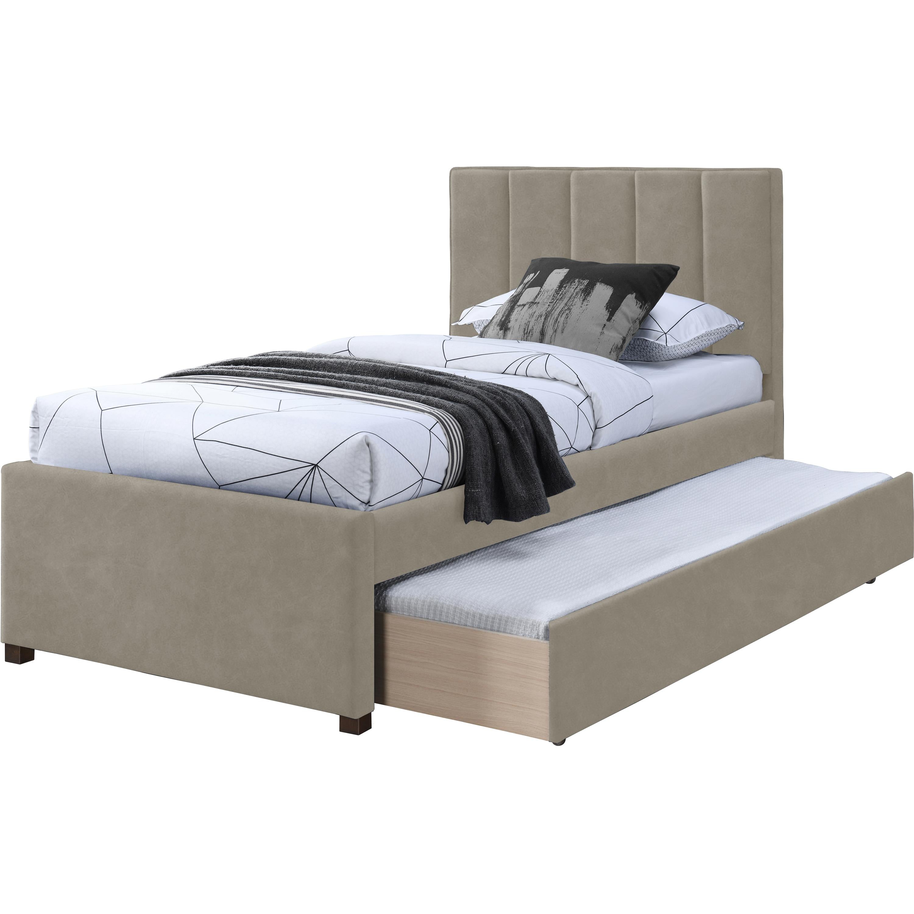Meridian Hudson Beige Vegan Leather Twin Trundle Bed