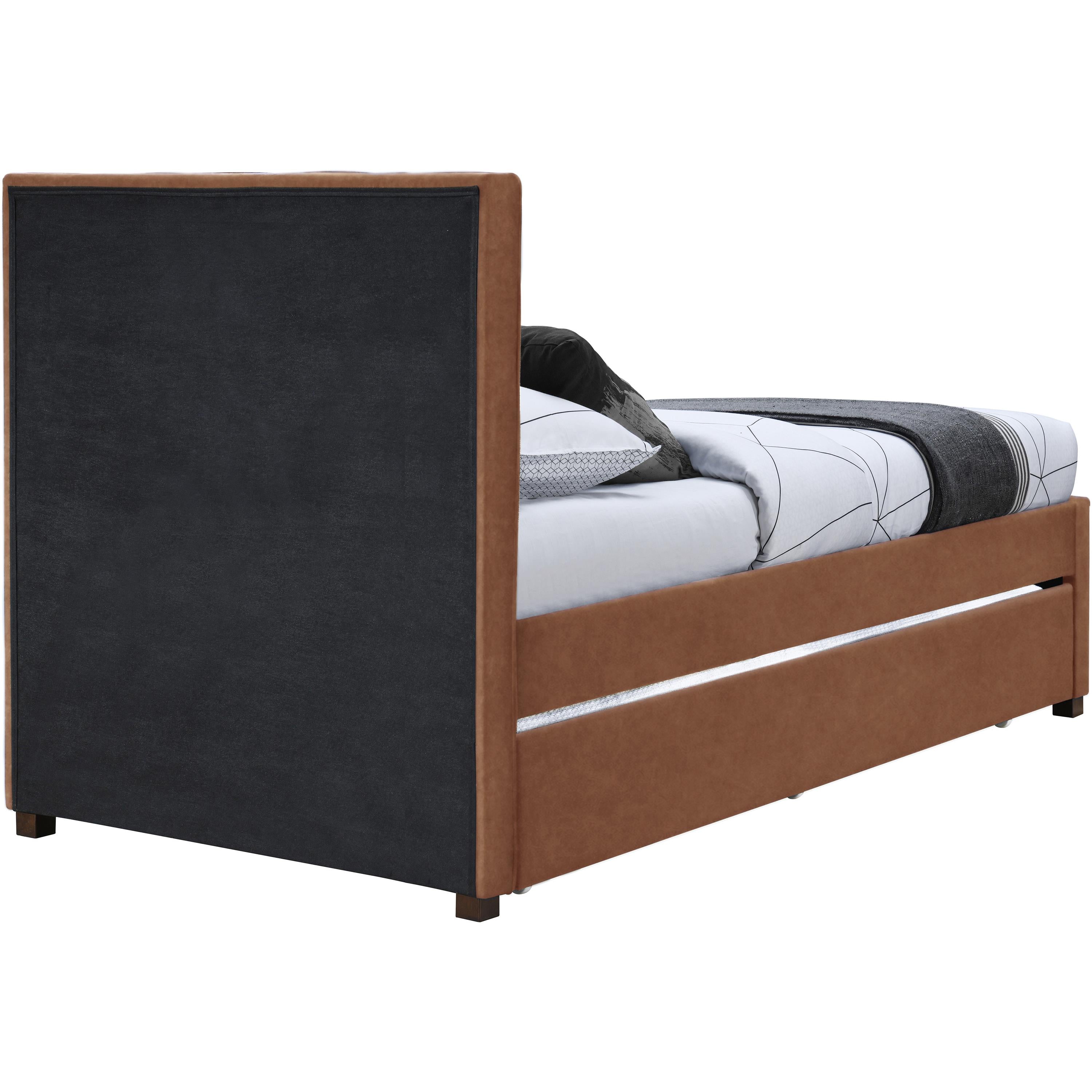 Meridian Hudson Cognac Vegan Leather Twin Trundle Bed