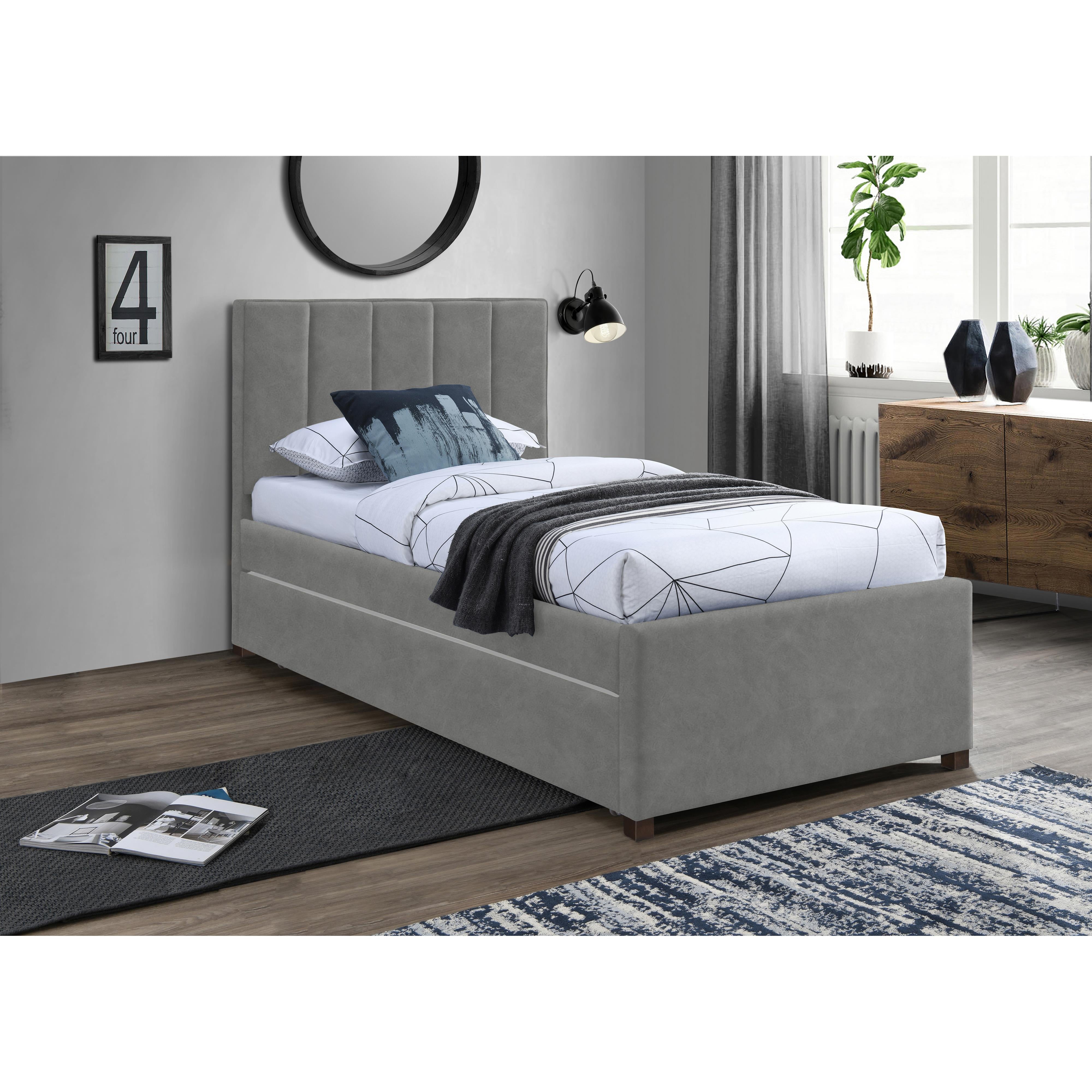 Meridian Hudson Grey Vegan Leather Twin Trundle Bed