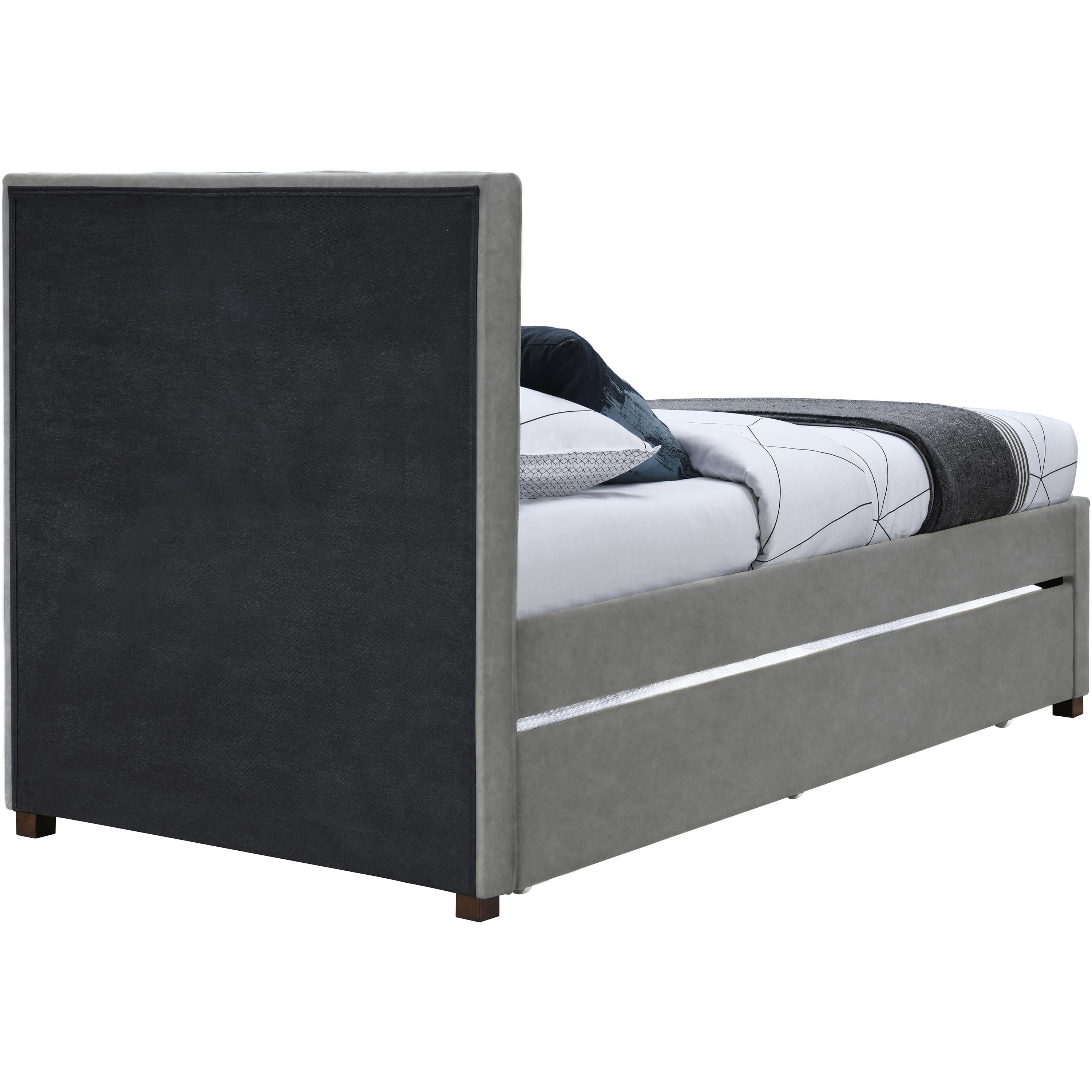 Meridian Hudson Grey Vegan Leather Twin Trundle Bed