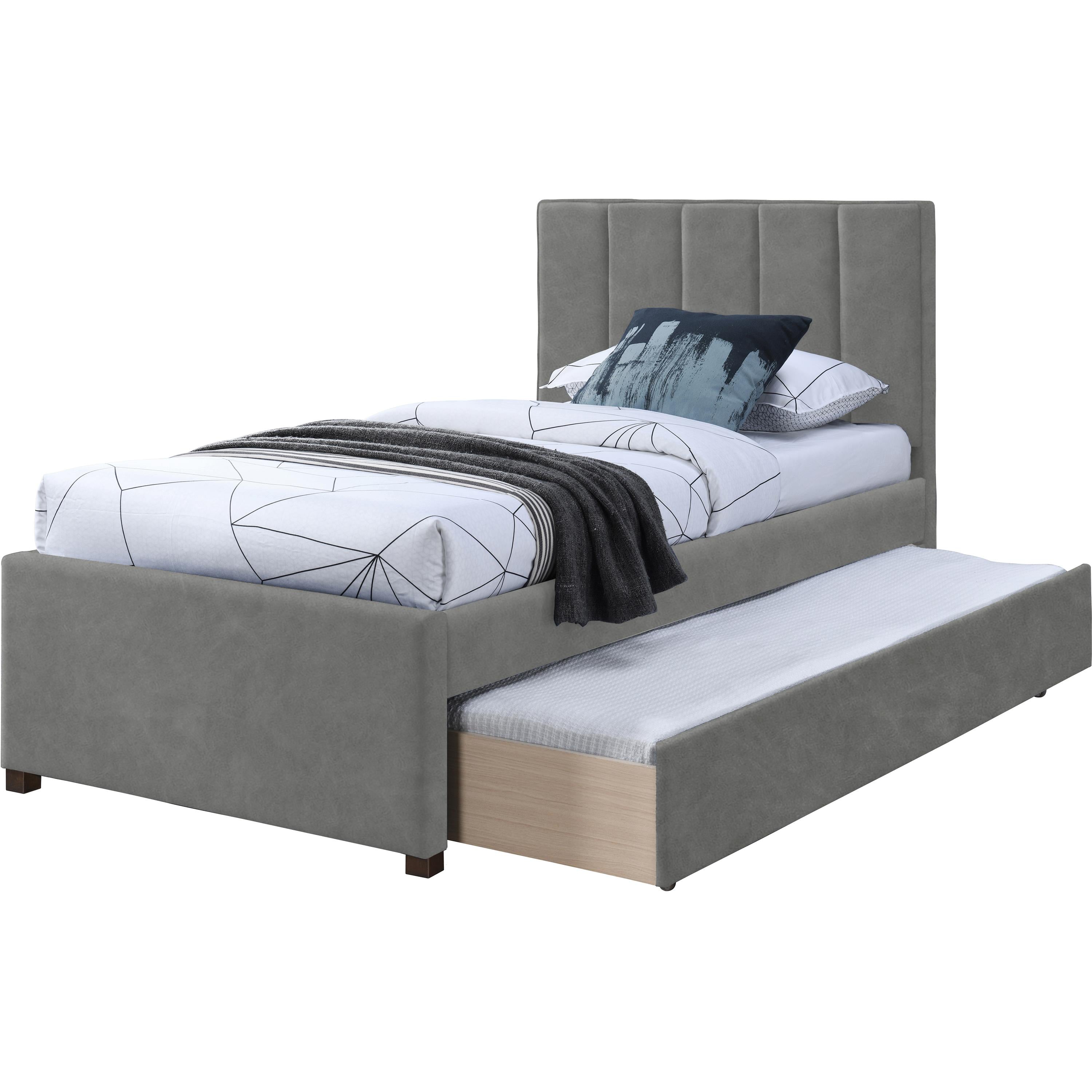 Meridian Hudson Grey Vegan Leather Twin Trundle Bed