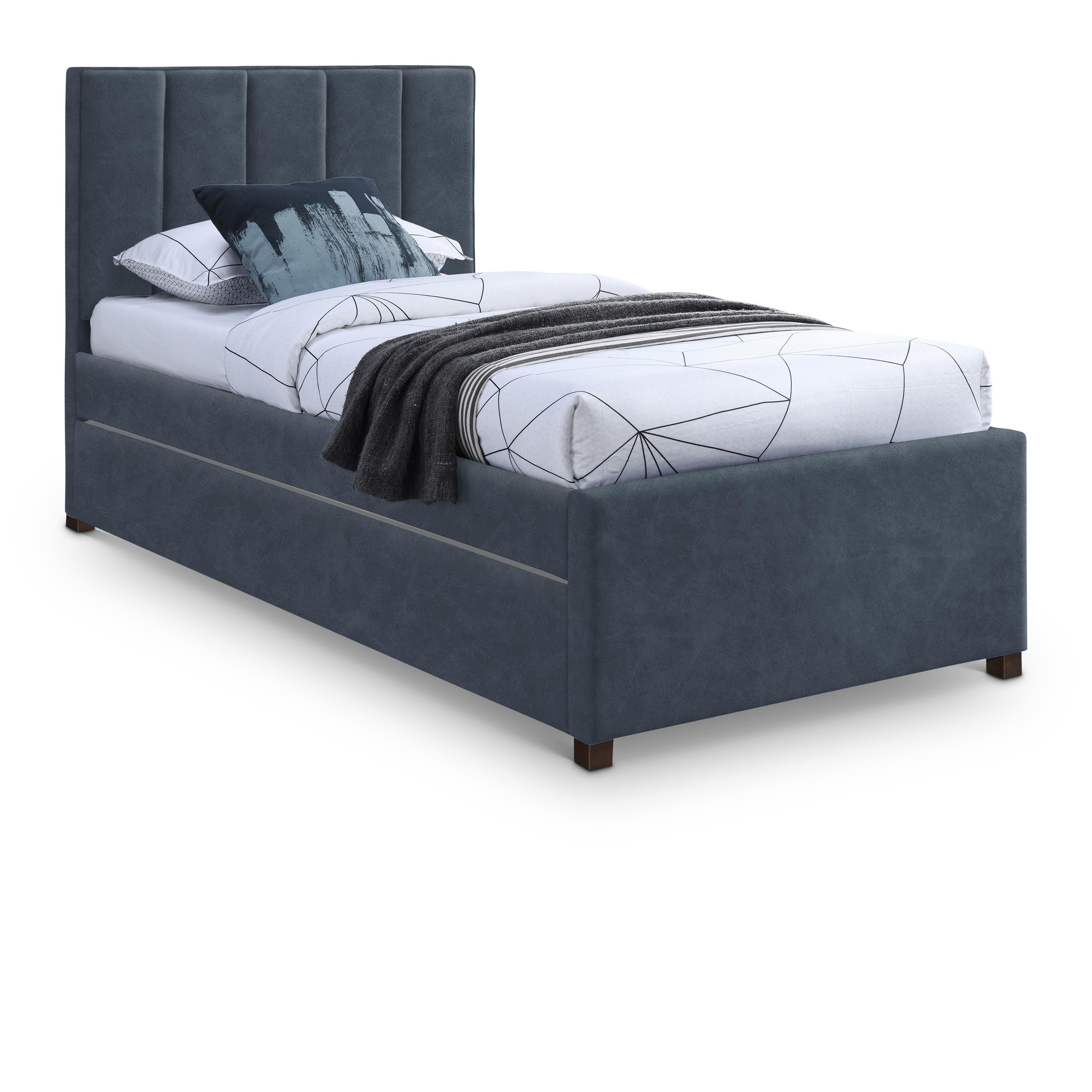 Meridian Hudson Navy Vegan Leather Twin Trundle Bed