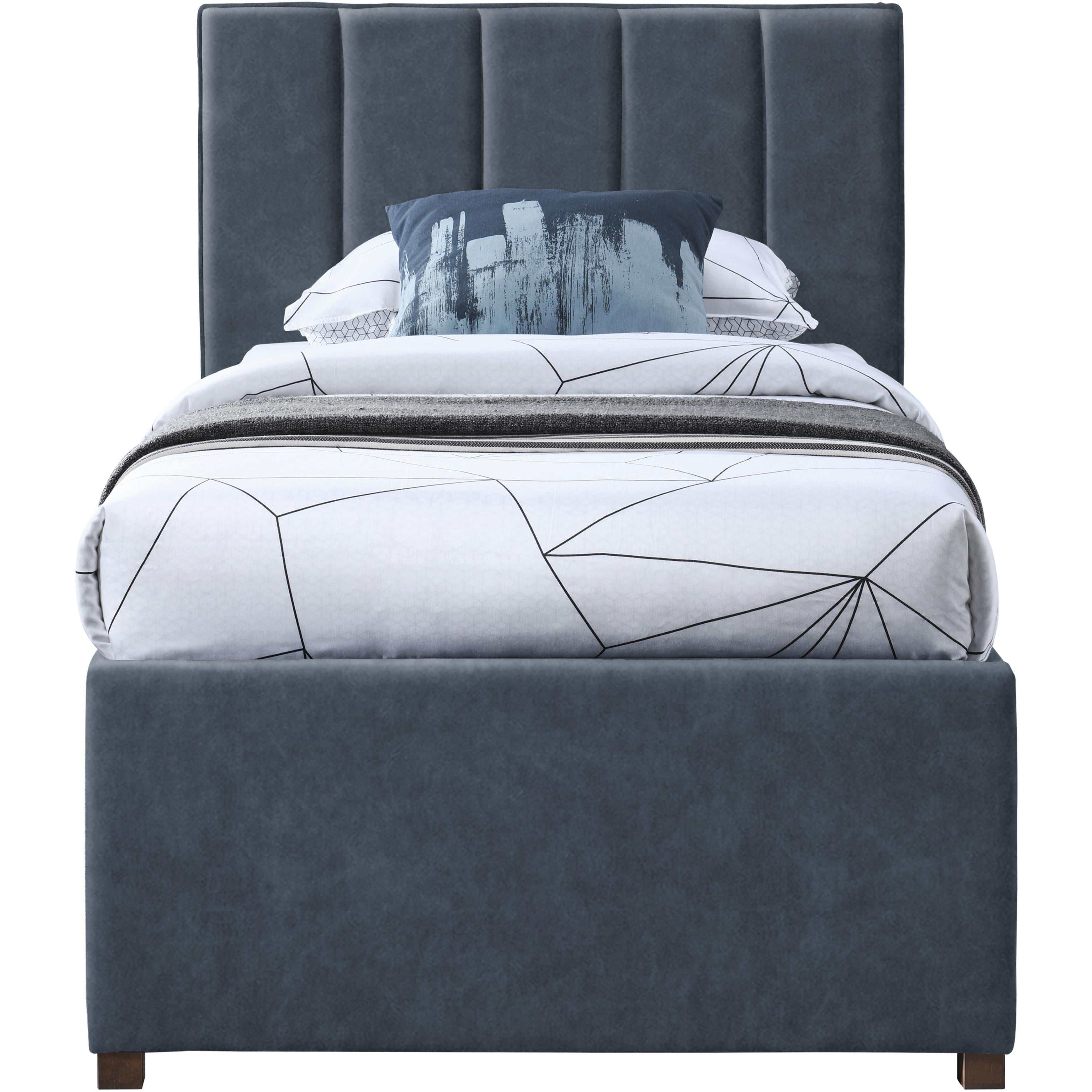 Meridian Hudson Navy Vegan Leather Twin Trundle Bed