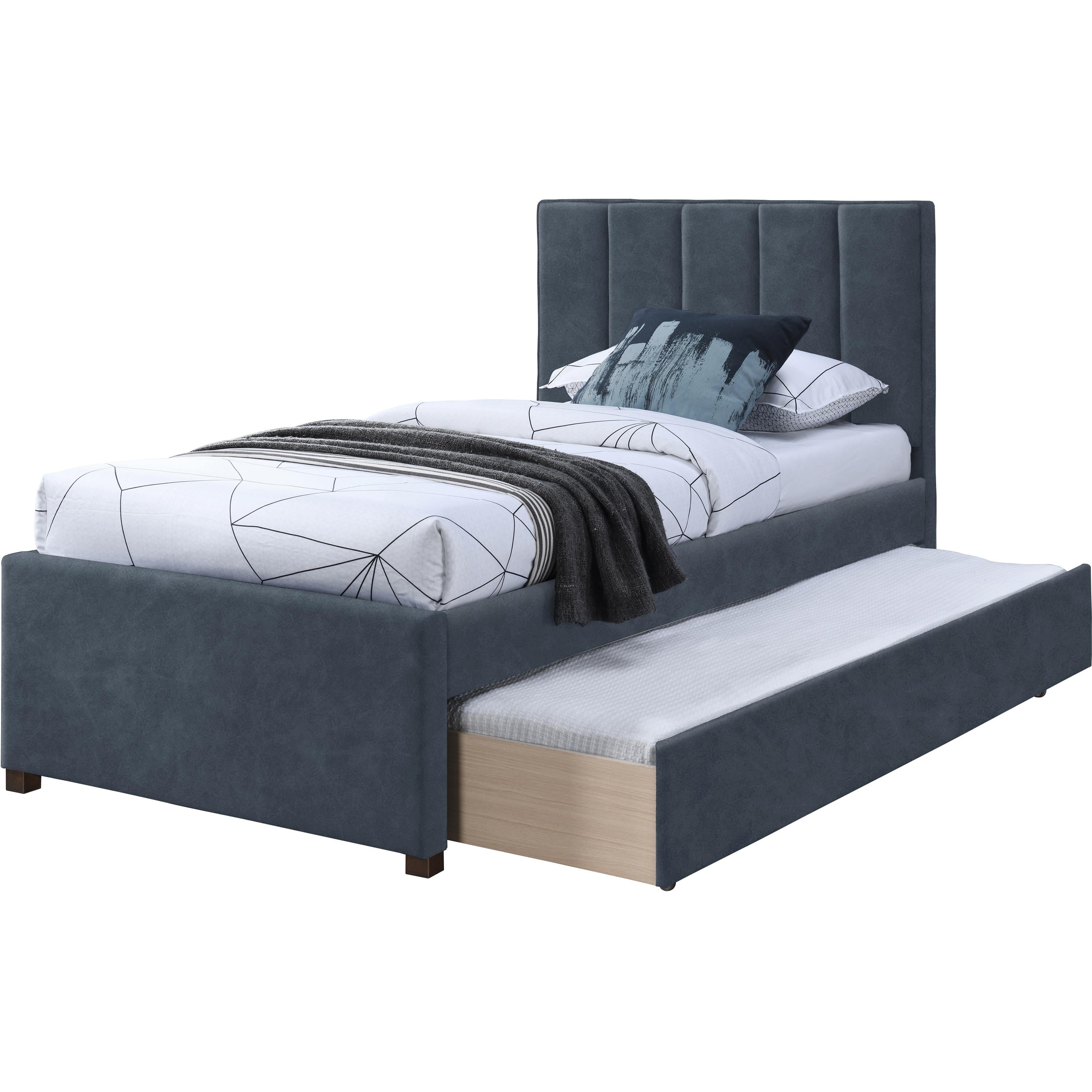 Meridian Hudson Navy Vegan Leather Twin Trundle Bed