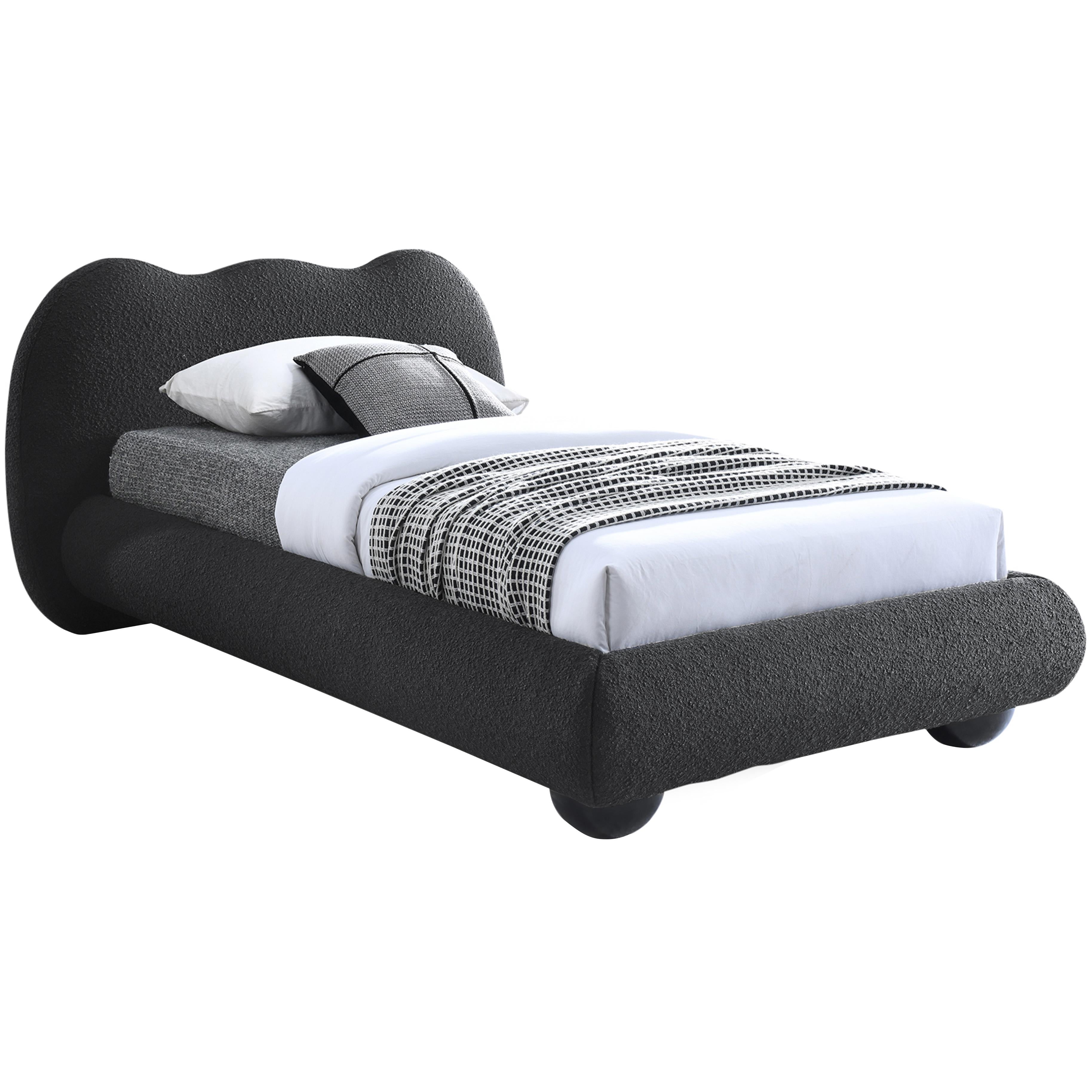 Meridian Hyde Black Boucle Fabric Twin Bed (3 Boxes)