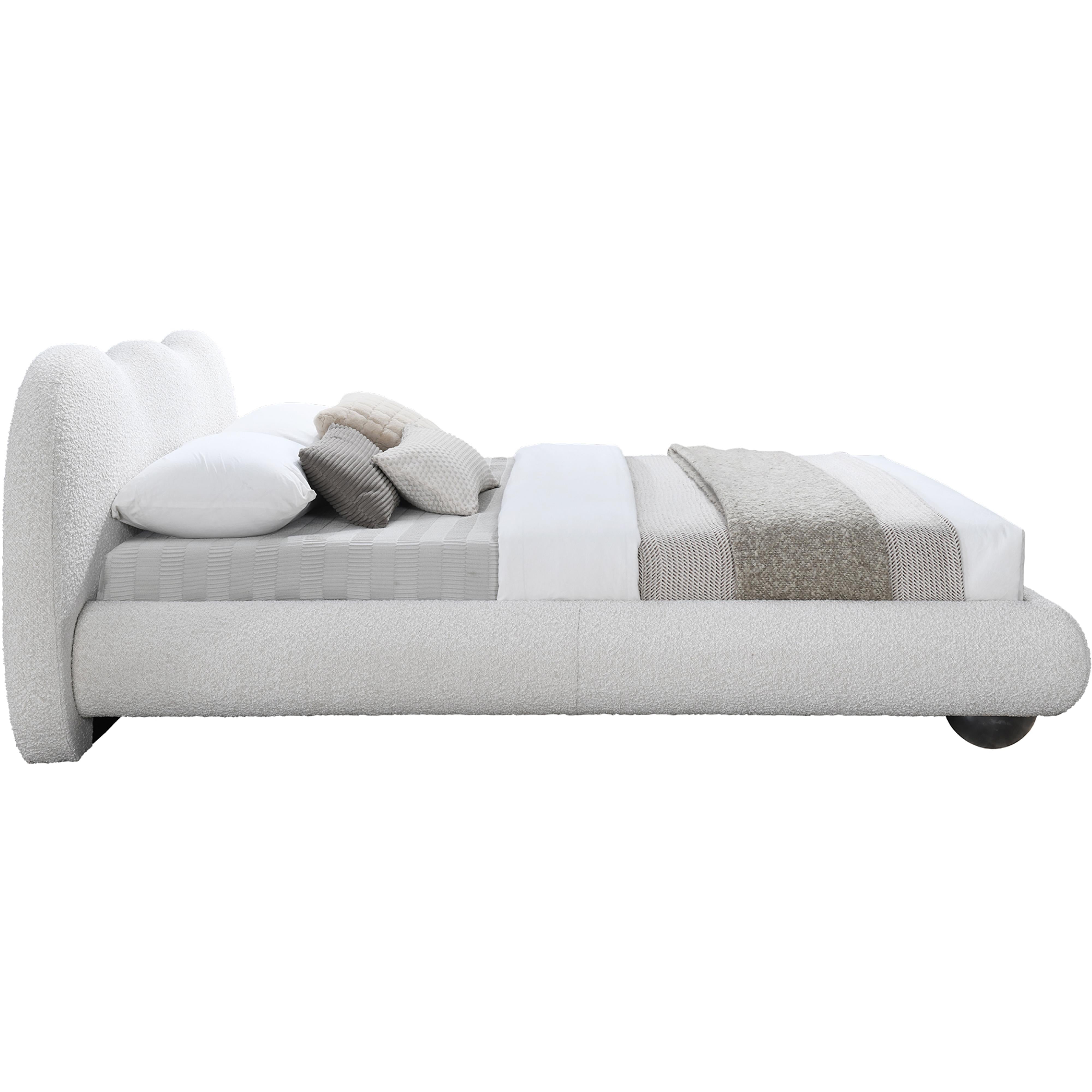 Meridian Hyde Cream Boucle Fabric Full Bed (3 Boxes)