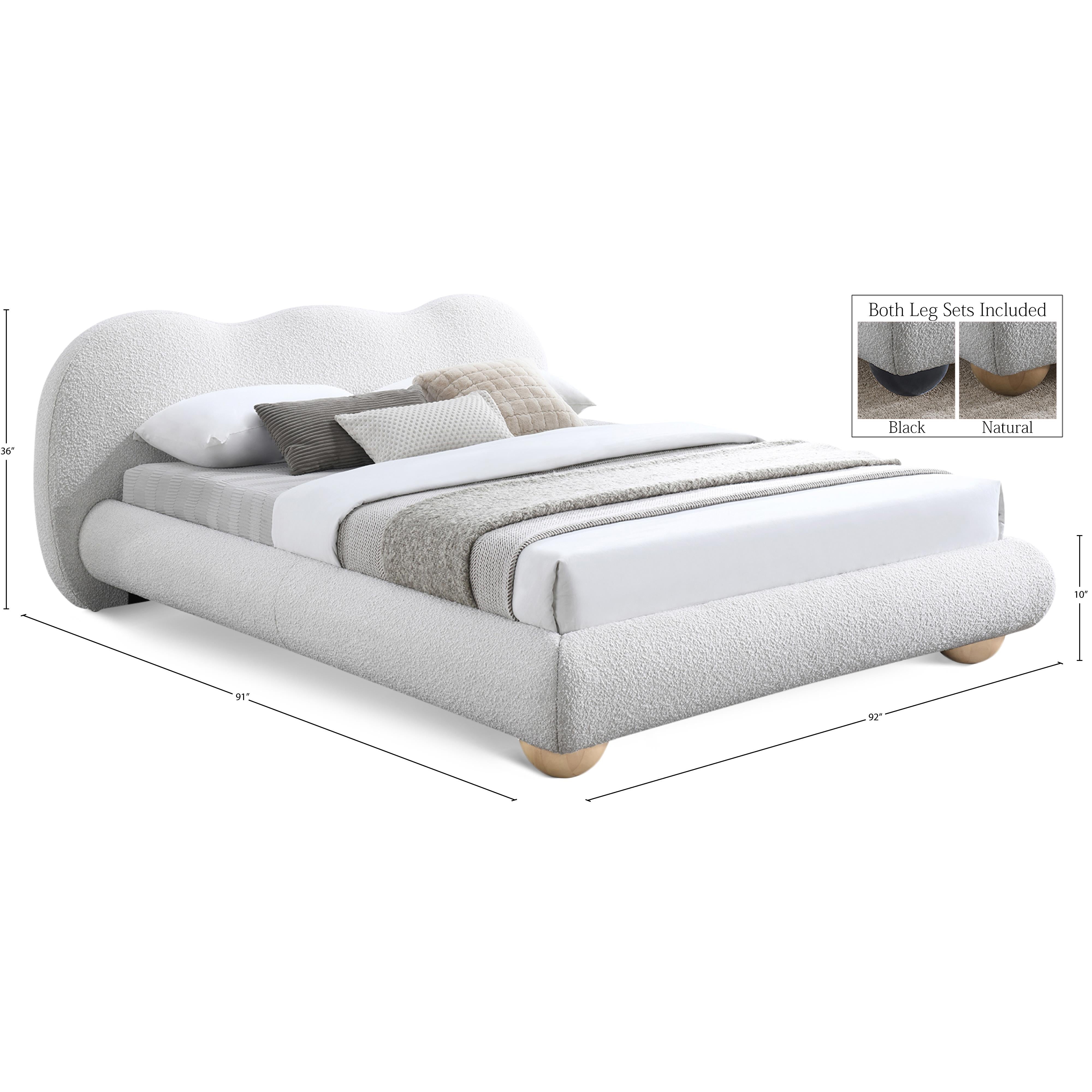 Meridian Hyde Cream Boucle Fabric King Bed (3 Boxes)
