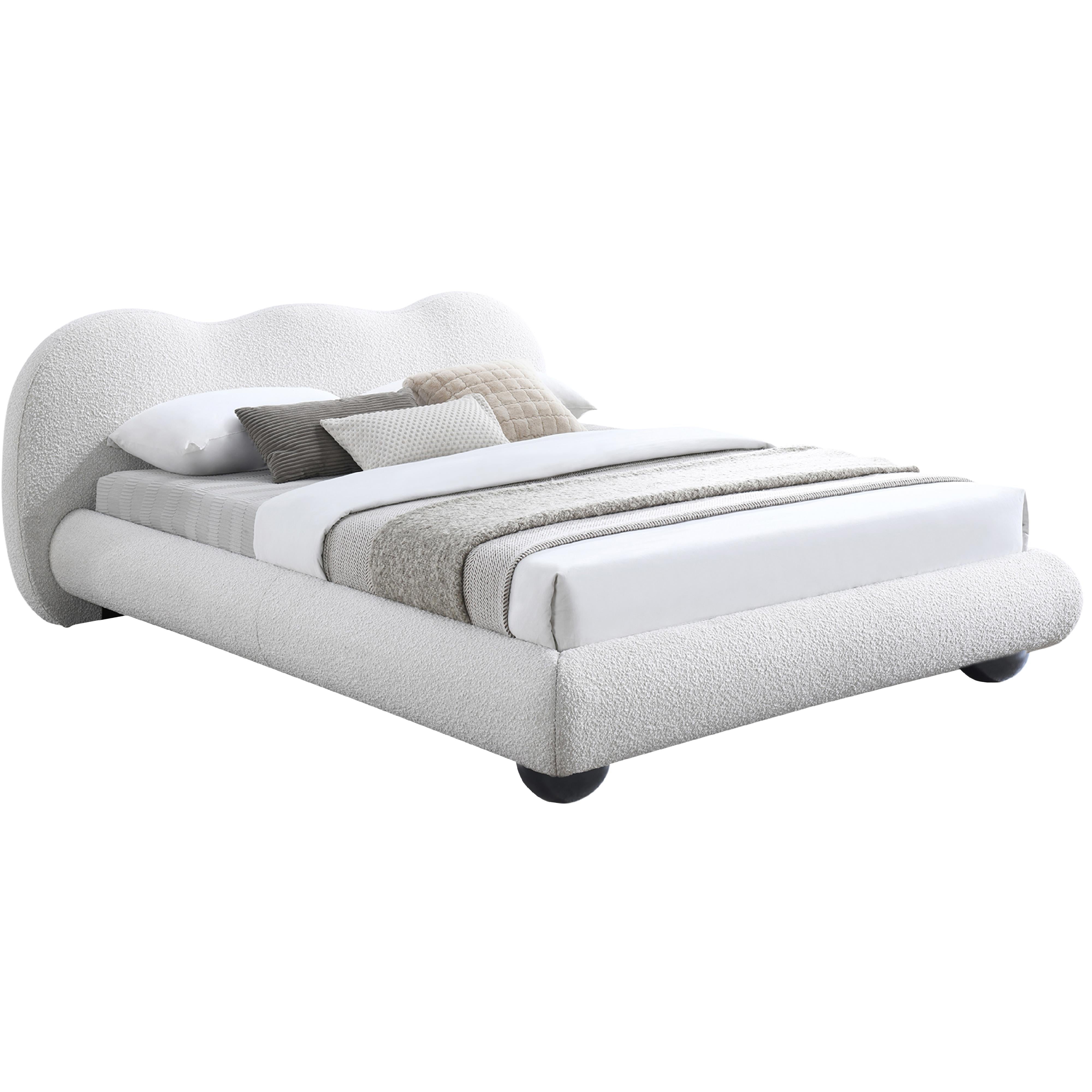 Meridian Hyde Cream Boucle Fabric King Bed (3 Boxes)