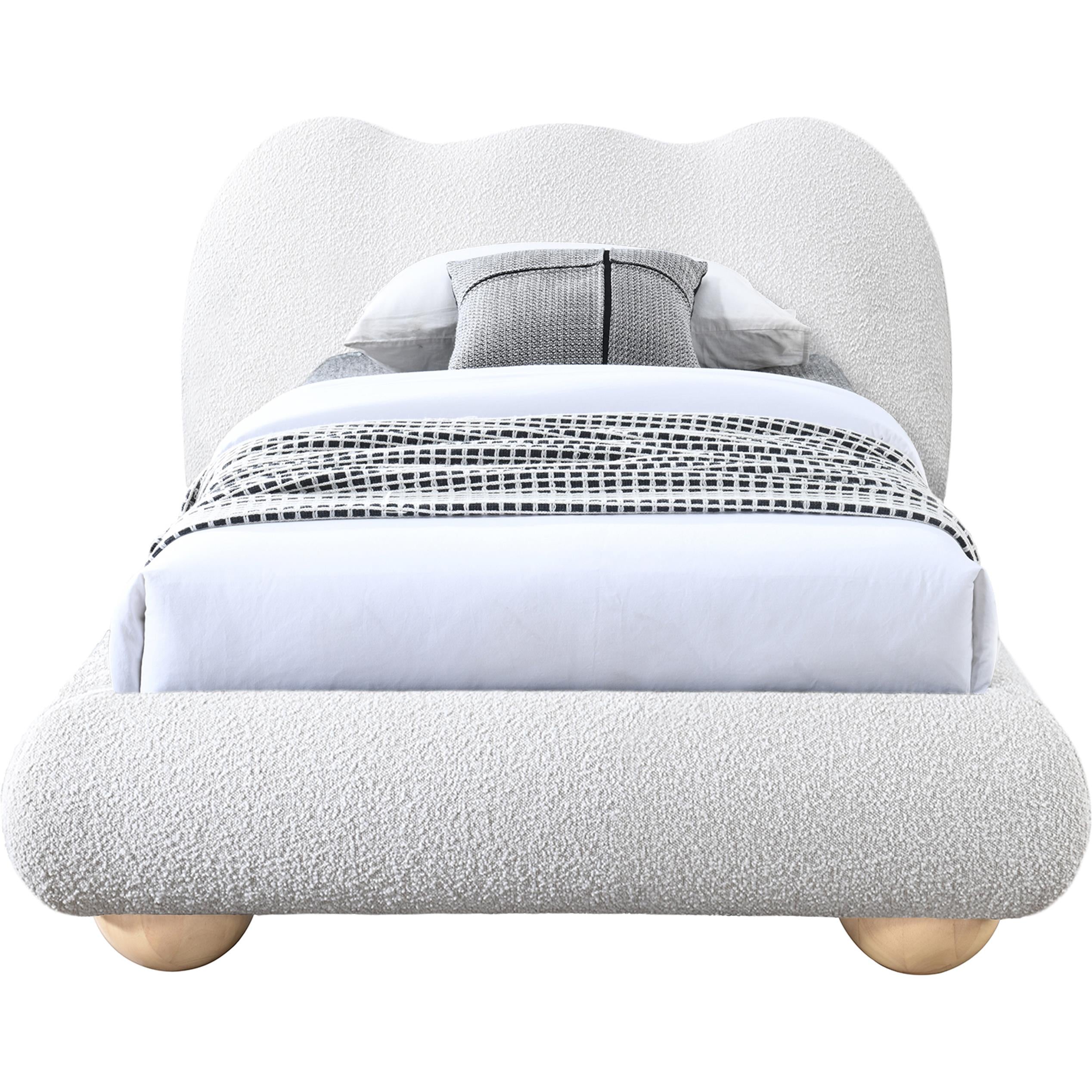 Meridian Hyde Cream Boucle Fabric Twin Bed (3 Boxes)