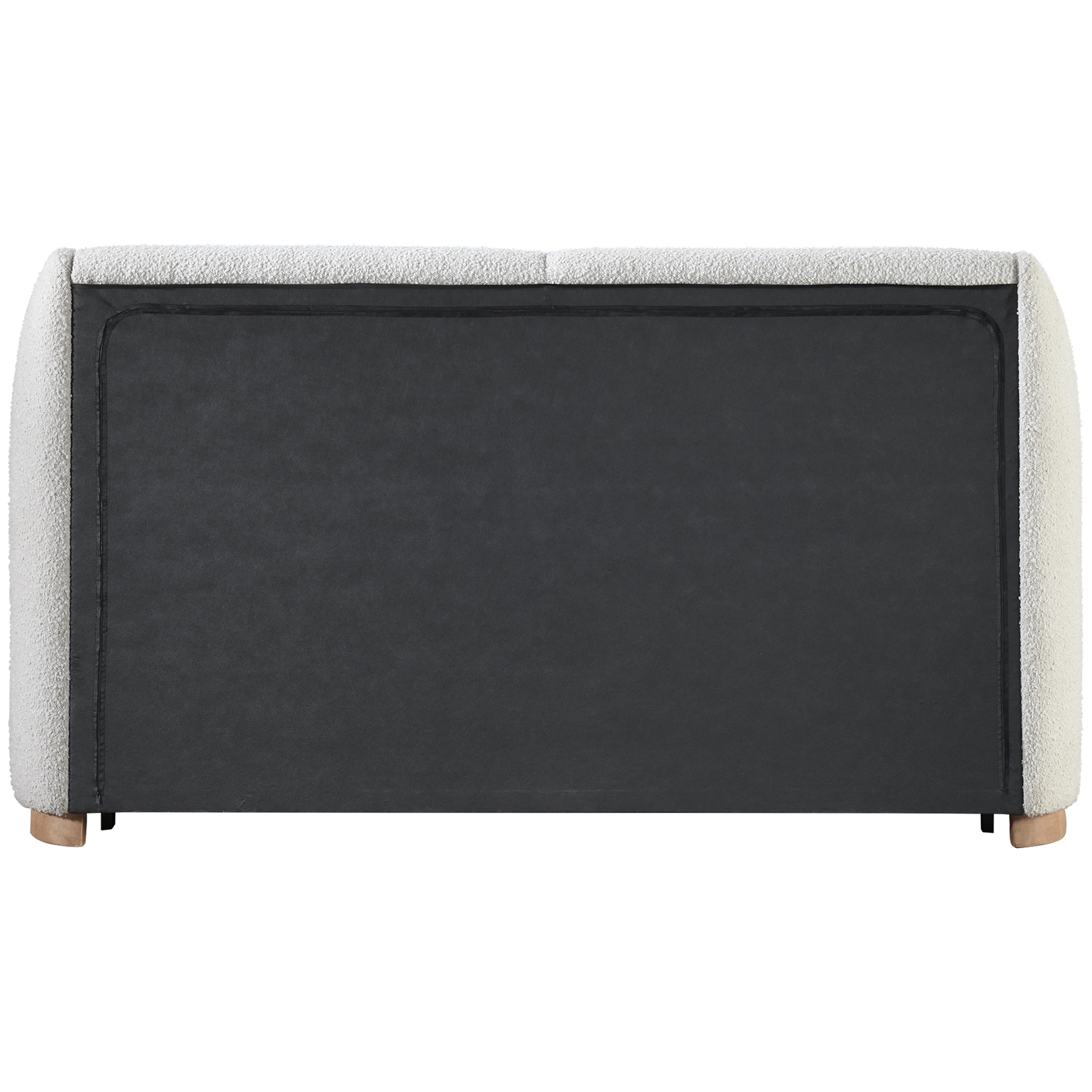 Meridian Jardin Cream Boucle Fabric Queen Bed (3 Boxes)