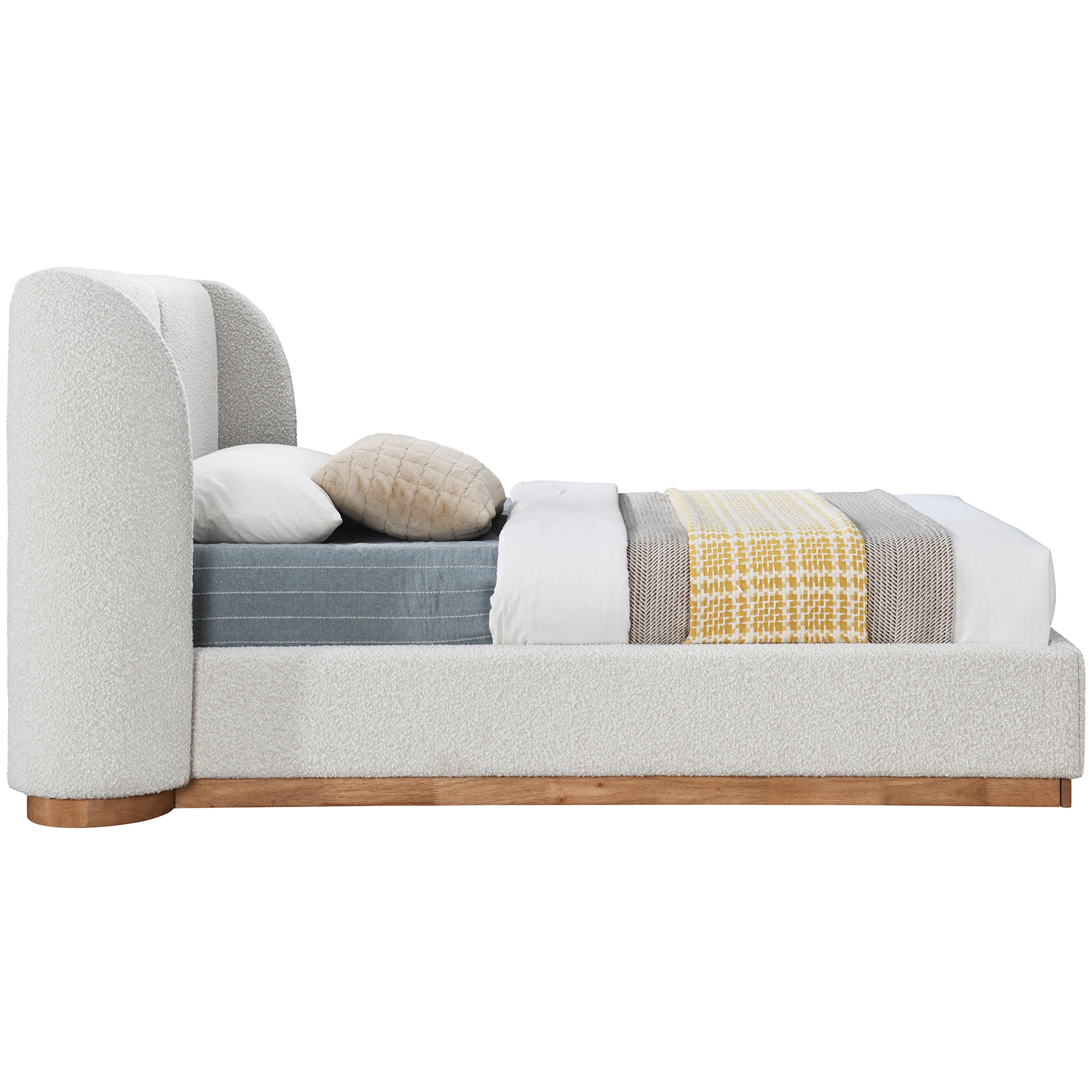 Meridian Jardin Cream Boucle Fabric Twin Bed (3 Boxes)