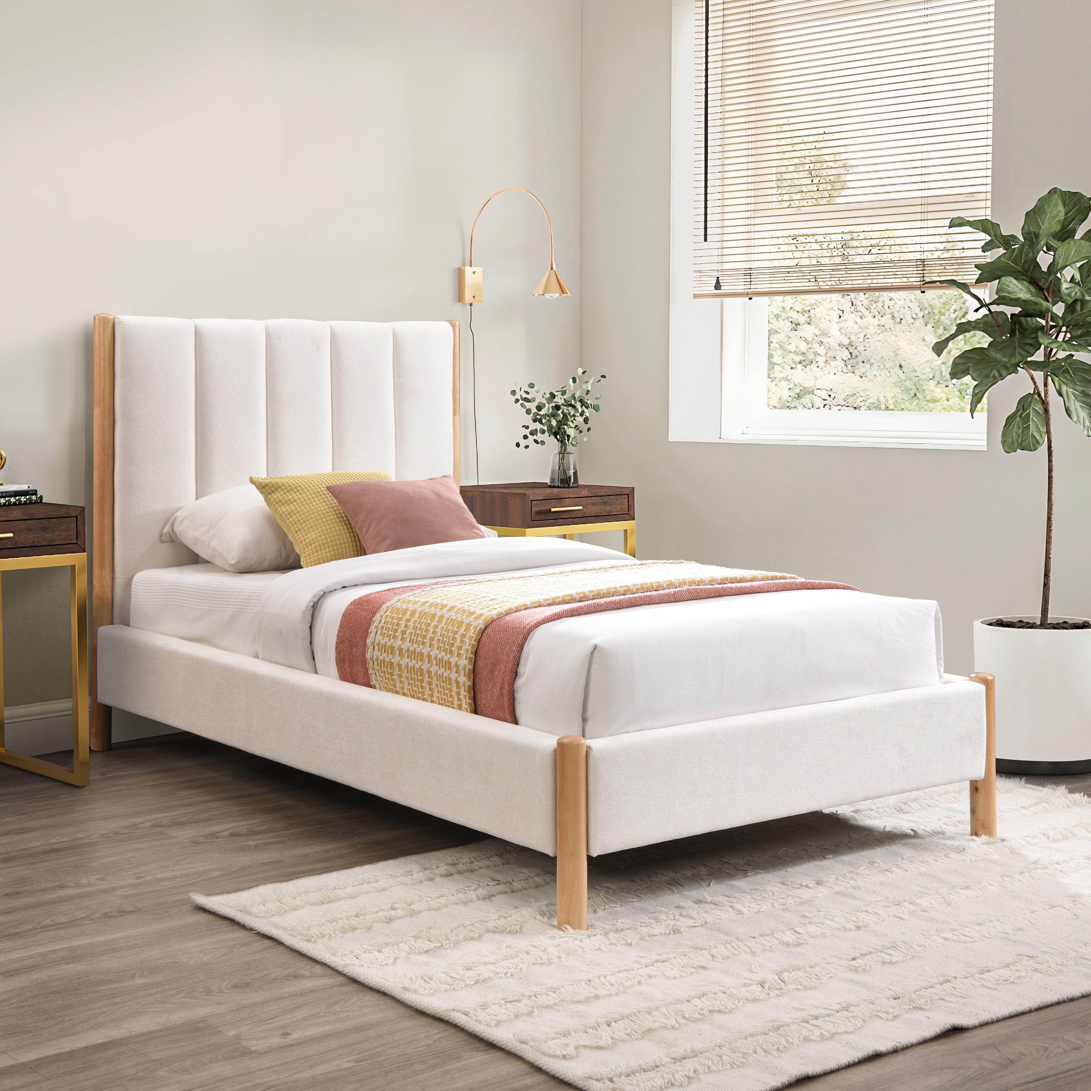Meridian Kona Cream Polyester Fabric Twin Bed
