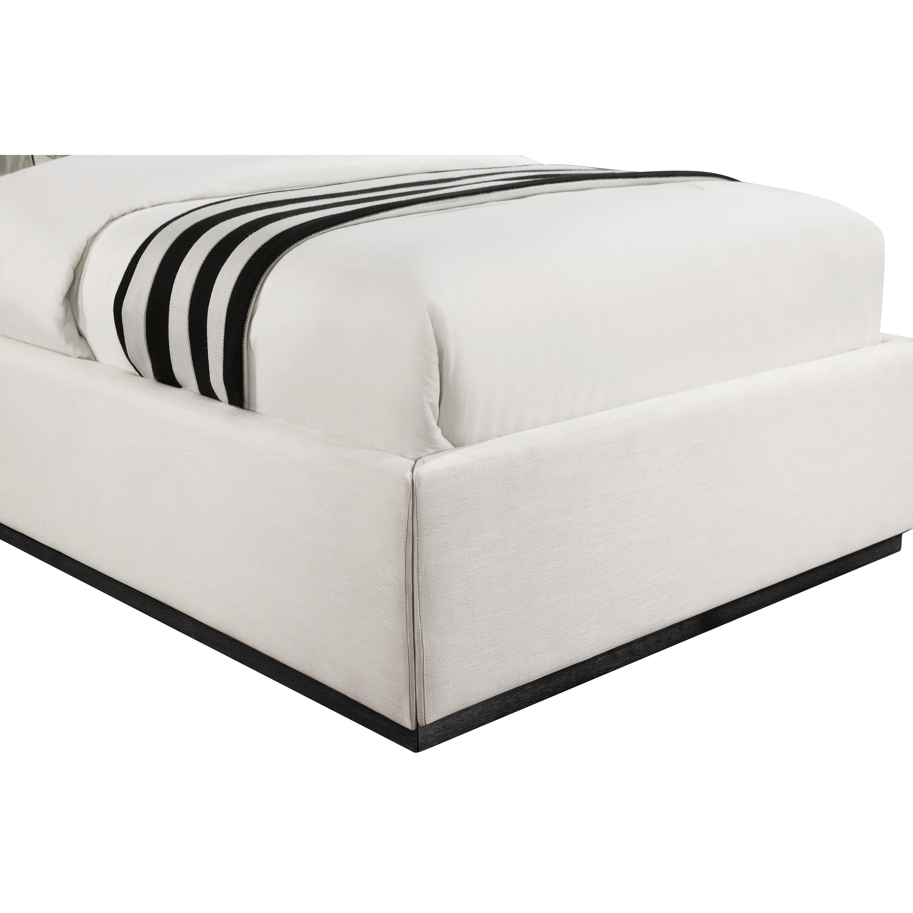 Meridian Logan Beige Linen Textured Fabric Twin Bed