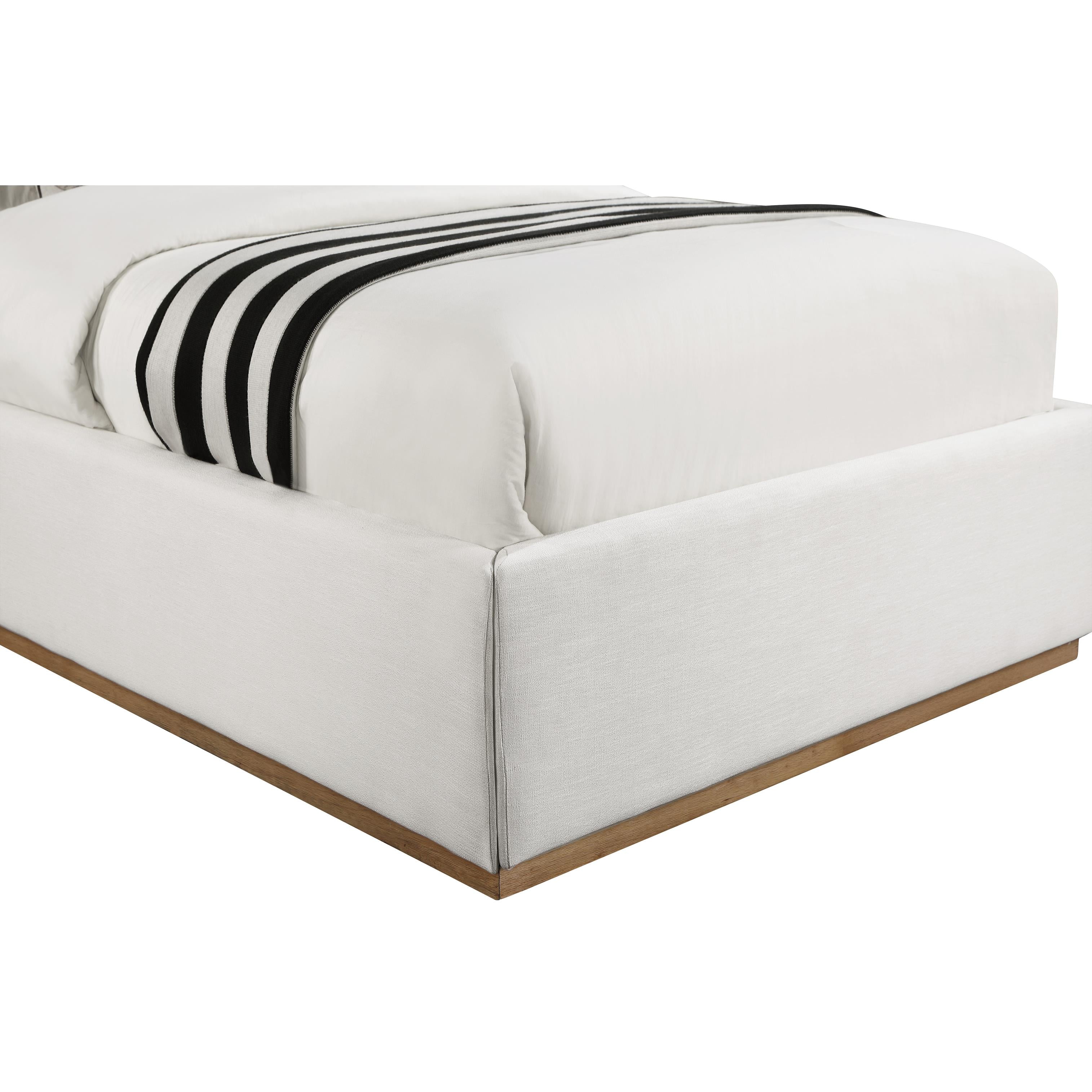 Meridian Logan Cream Linen Textured Fabric Twin Bed
