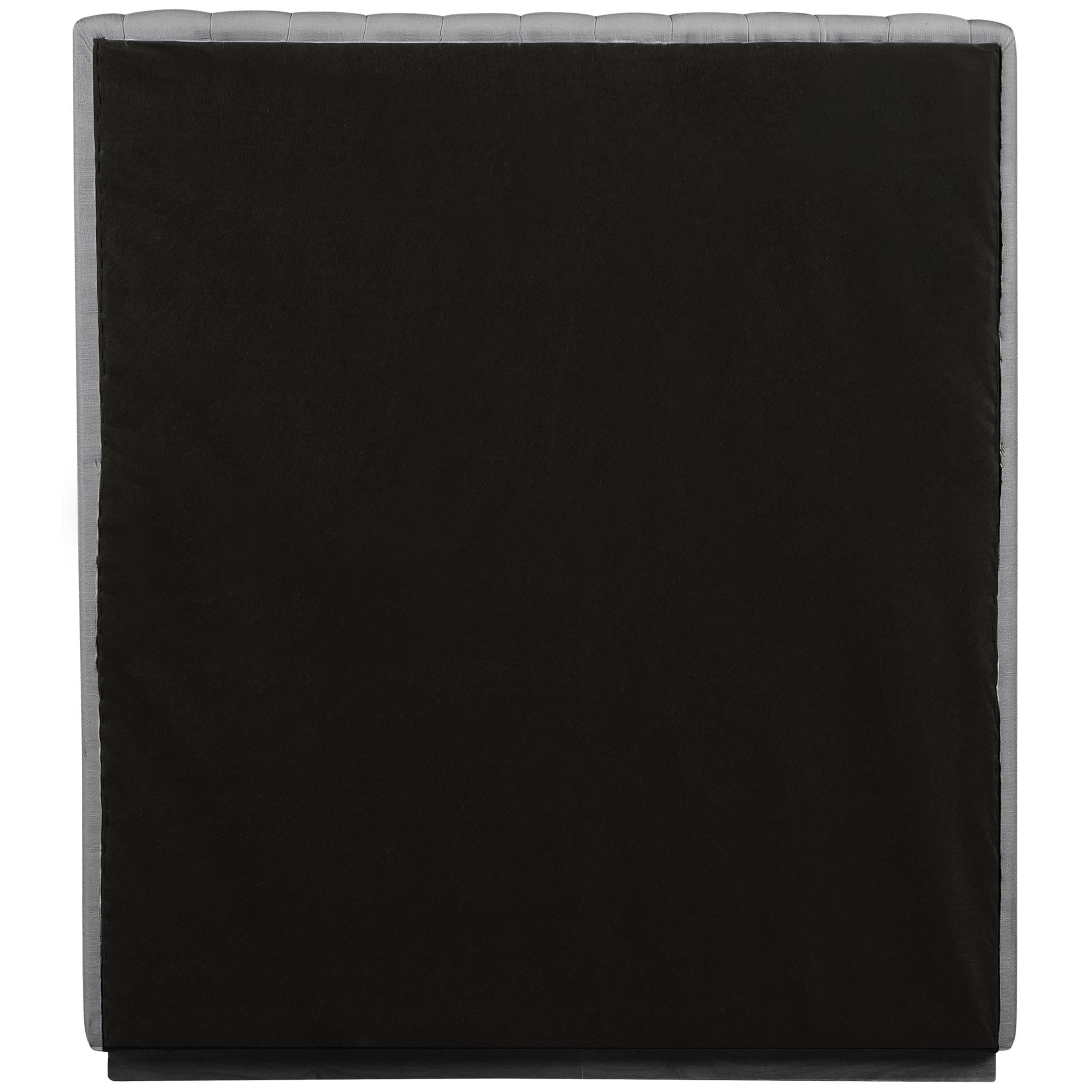 Meridian Logan Grey Linen Textured Fabric Twin Bed