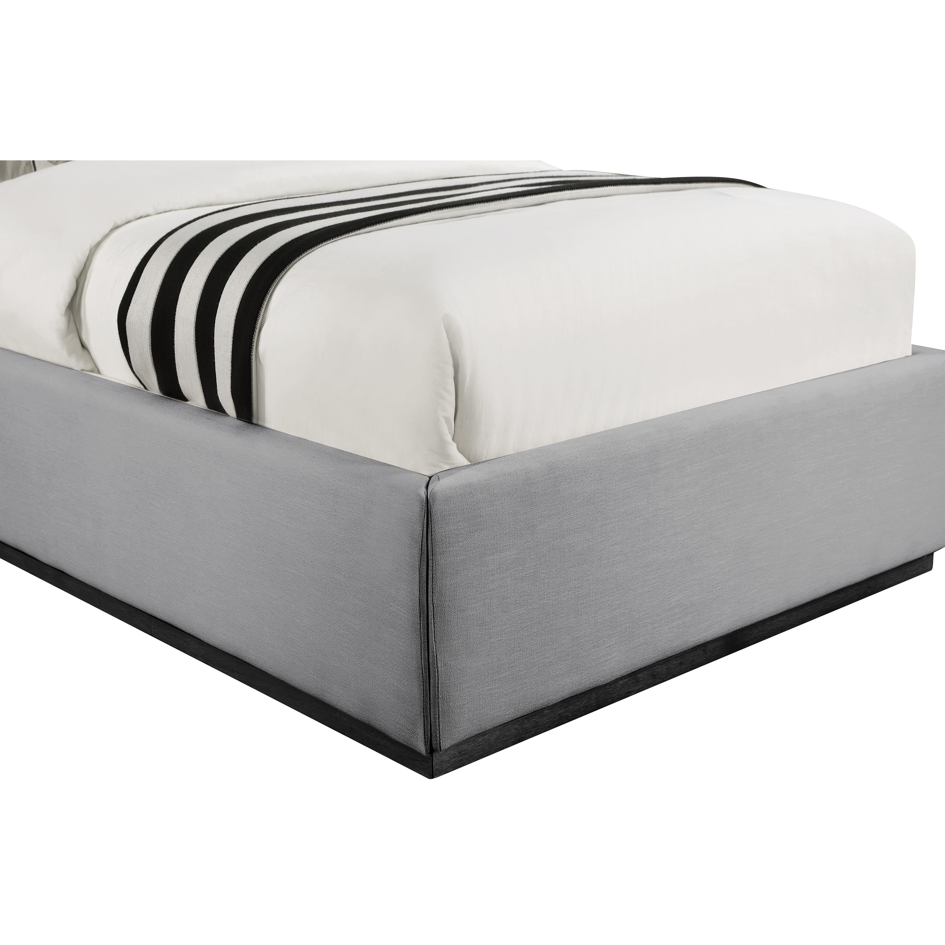 Meridian Logan Grey Linen Textured Fabric Twin Bed