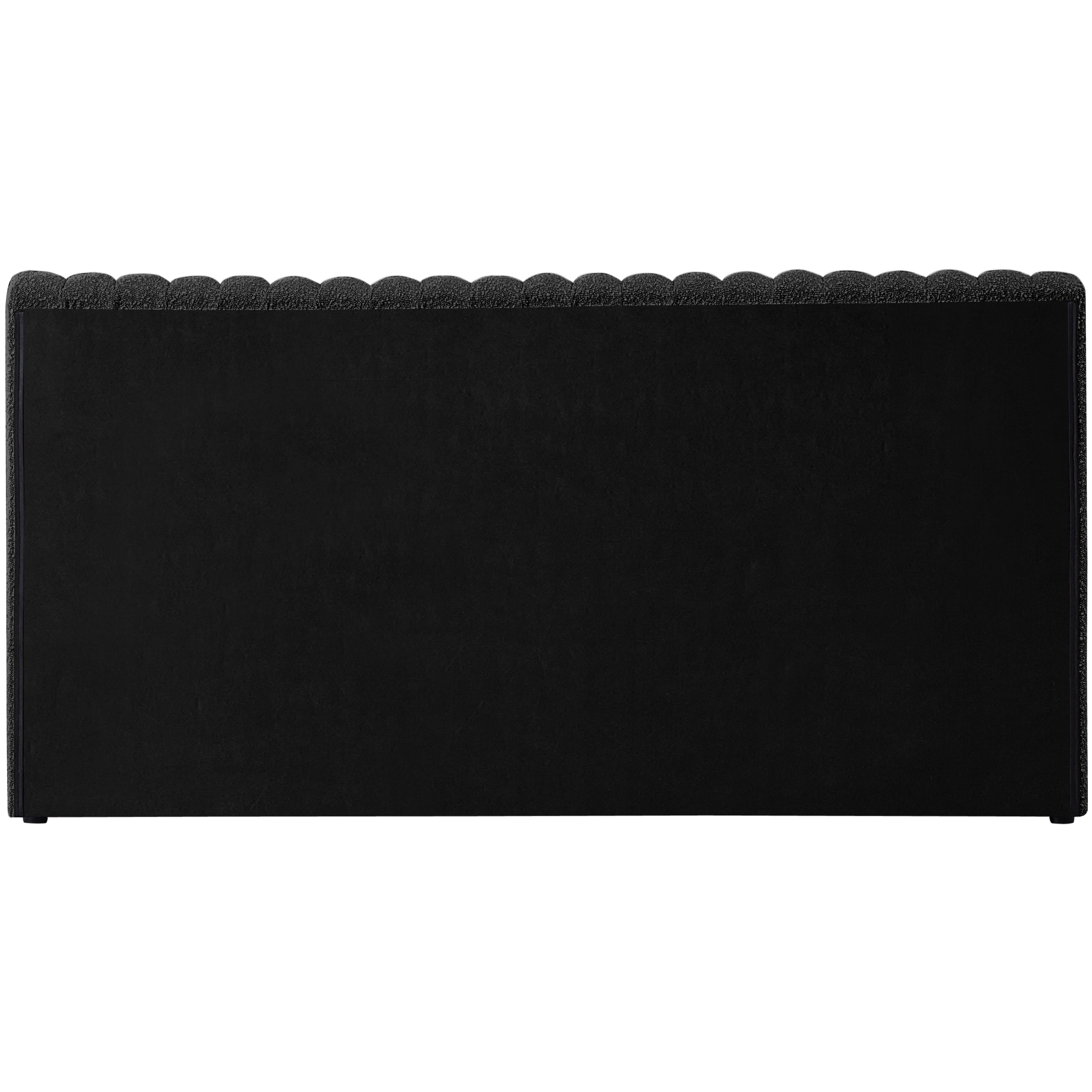 Meridian Nash Black Boucle Fabric Queen Bed