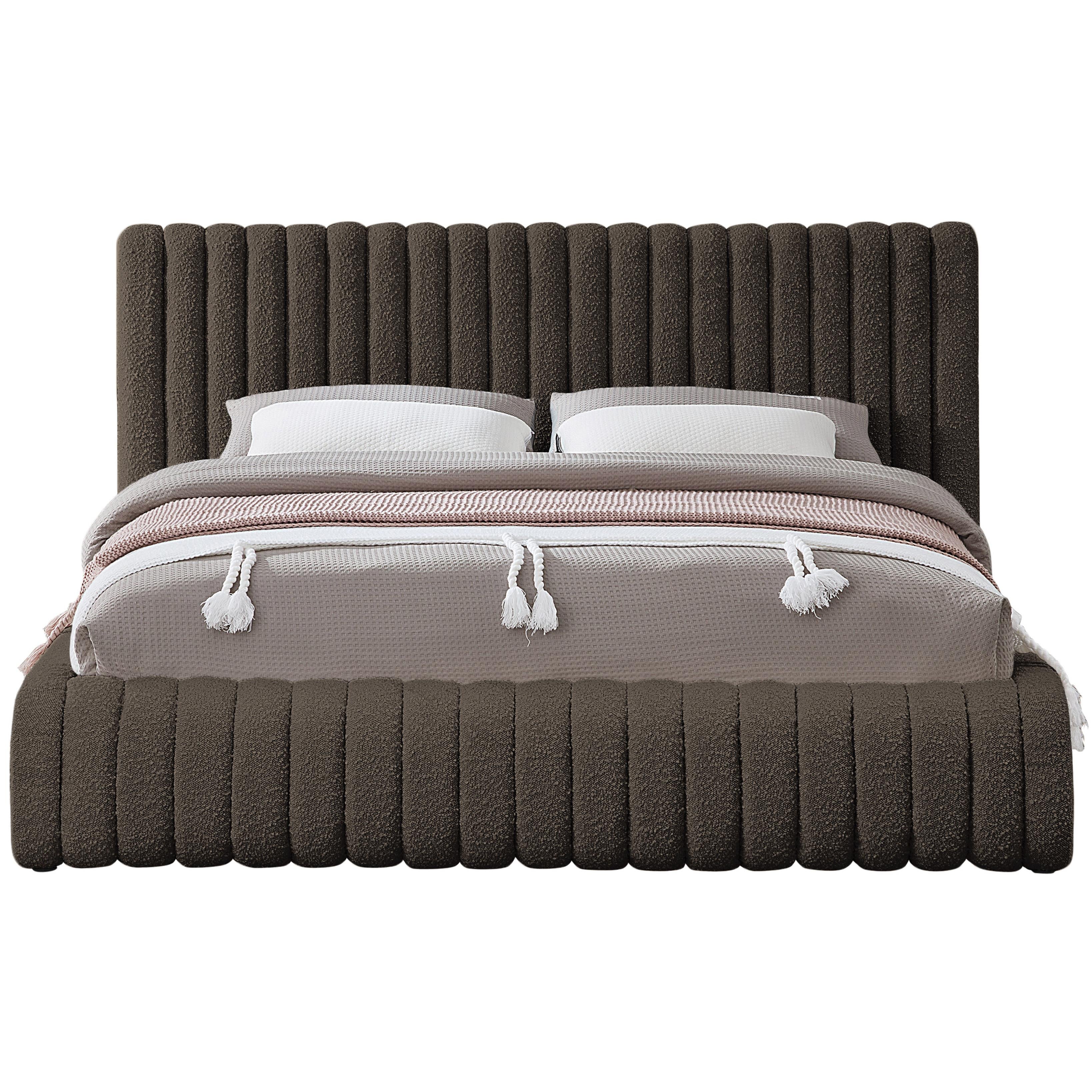 Meridian Nash Brown Boucle Fabric Full Bed